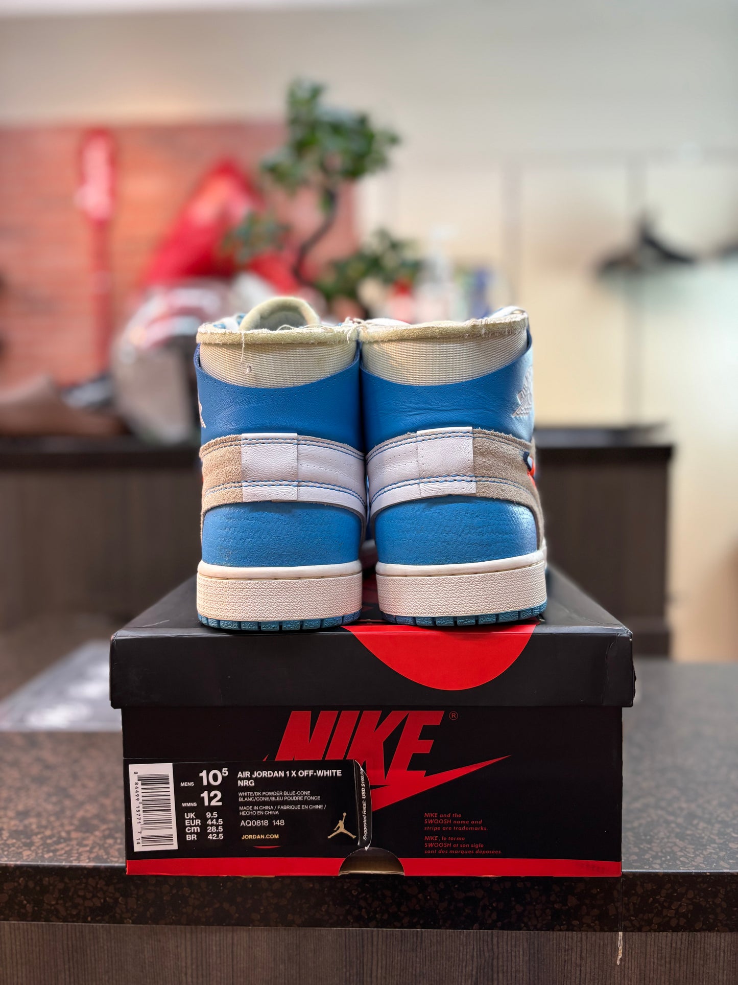 Jordan 1 High "Off White University Blue" Size 10.5 Pre Owned