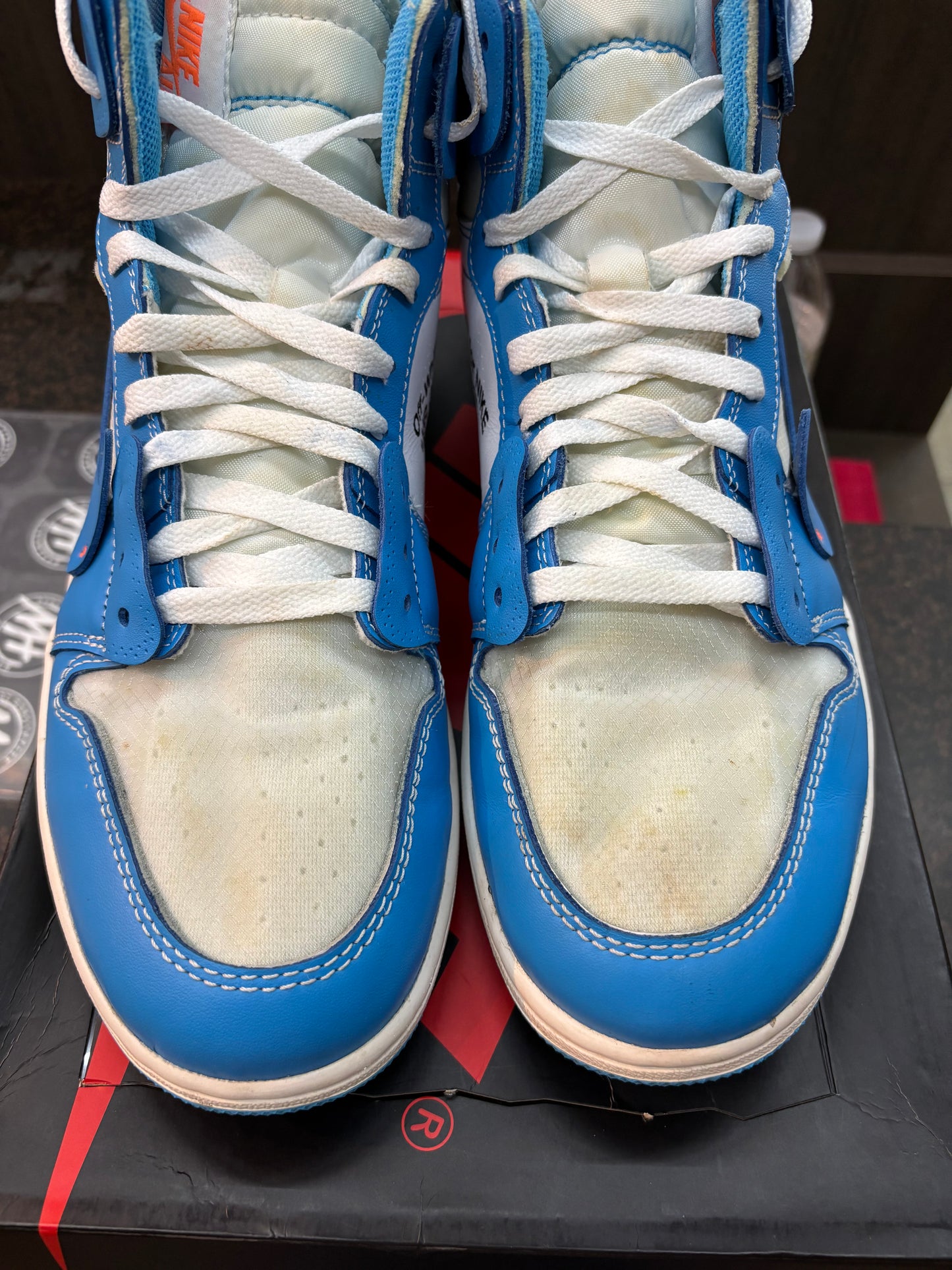 Jordan 1 High "Off White University Blue" Size 10.5 Pre Owned