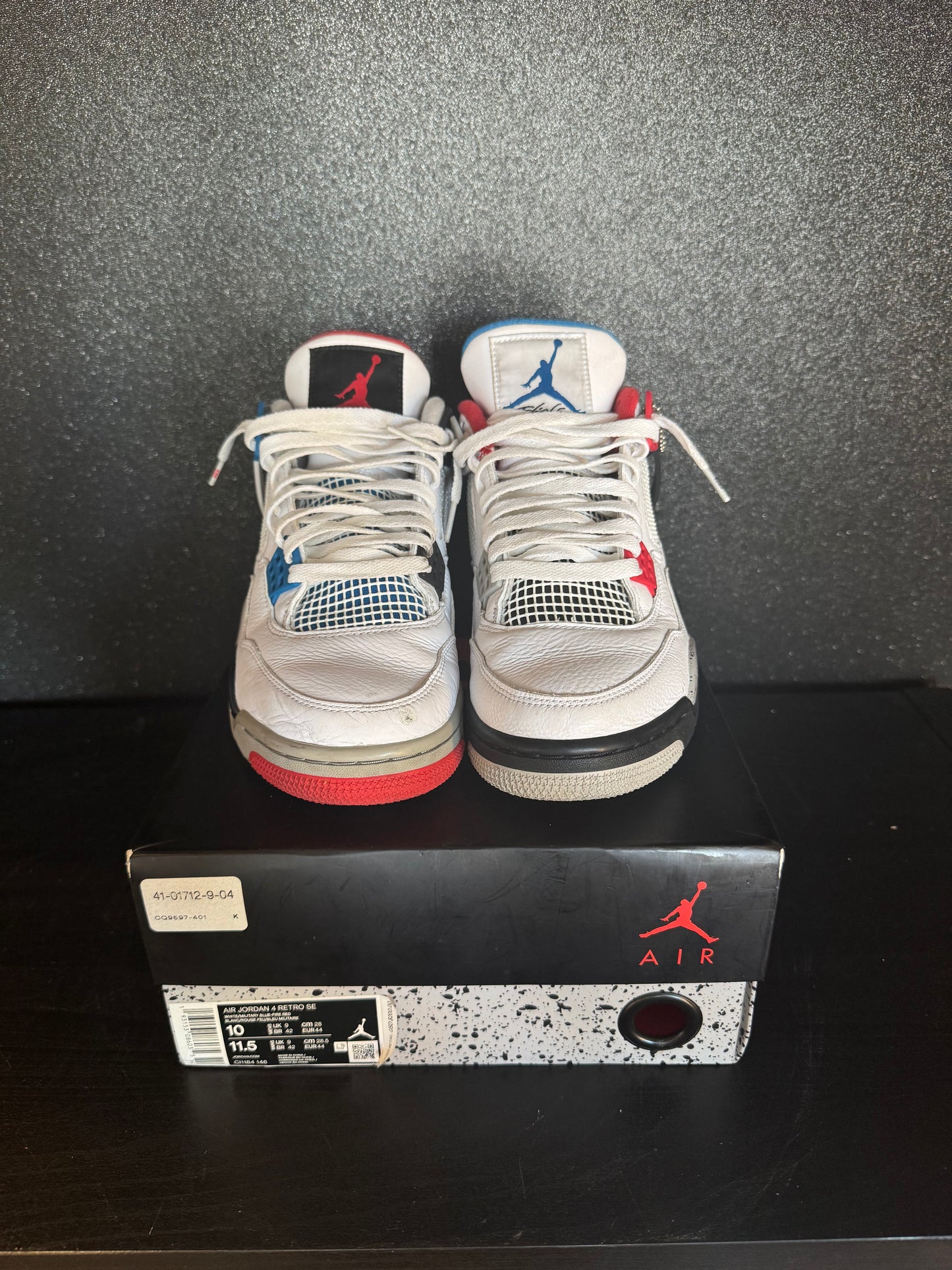 Jordan 4 "What the 4's" Size 10 Preowned with Box