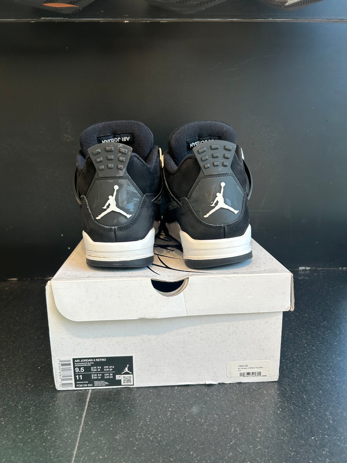 Jordan 4 Retro White Thunder Size 9.5 Preowned