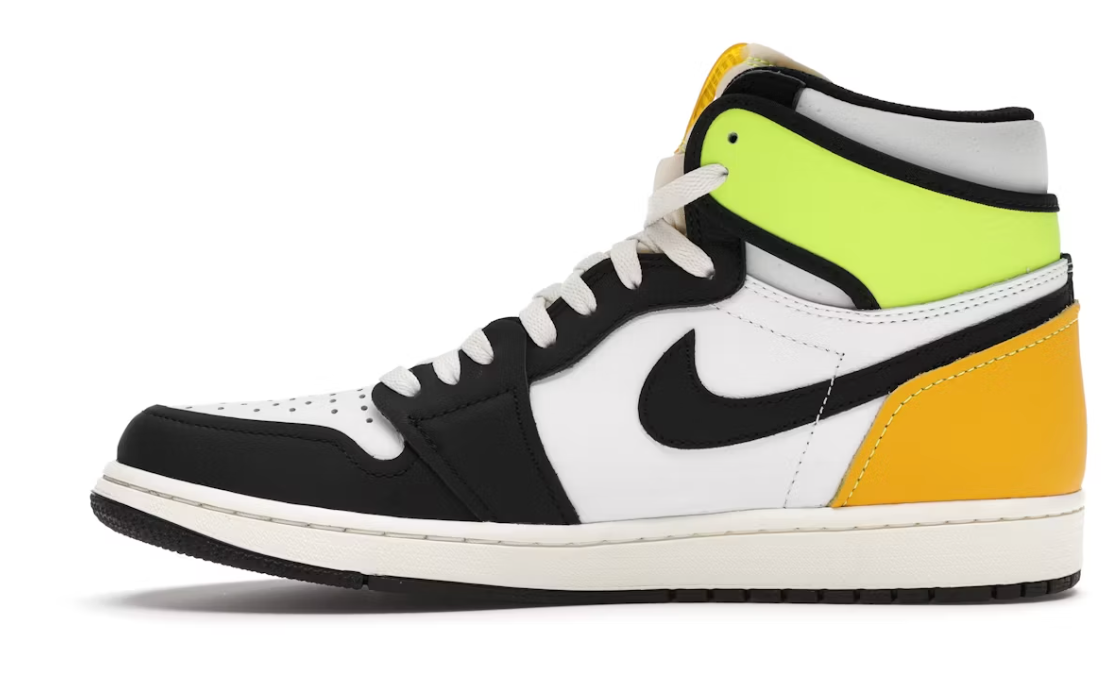Jordan 1 Retro High "White Black Volt University Gold"