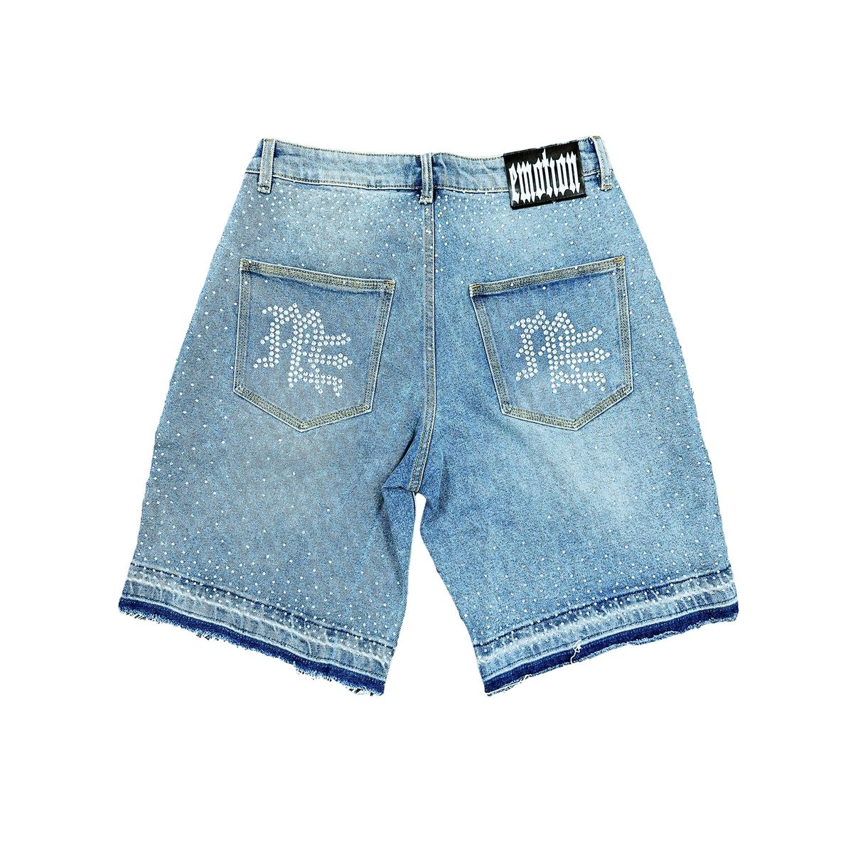 Mixed Emotions 'ME' Rhinestone Denim Shorts