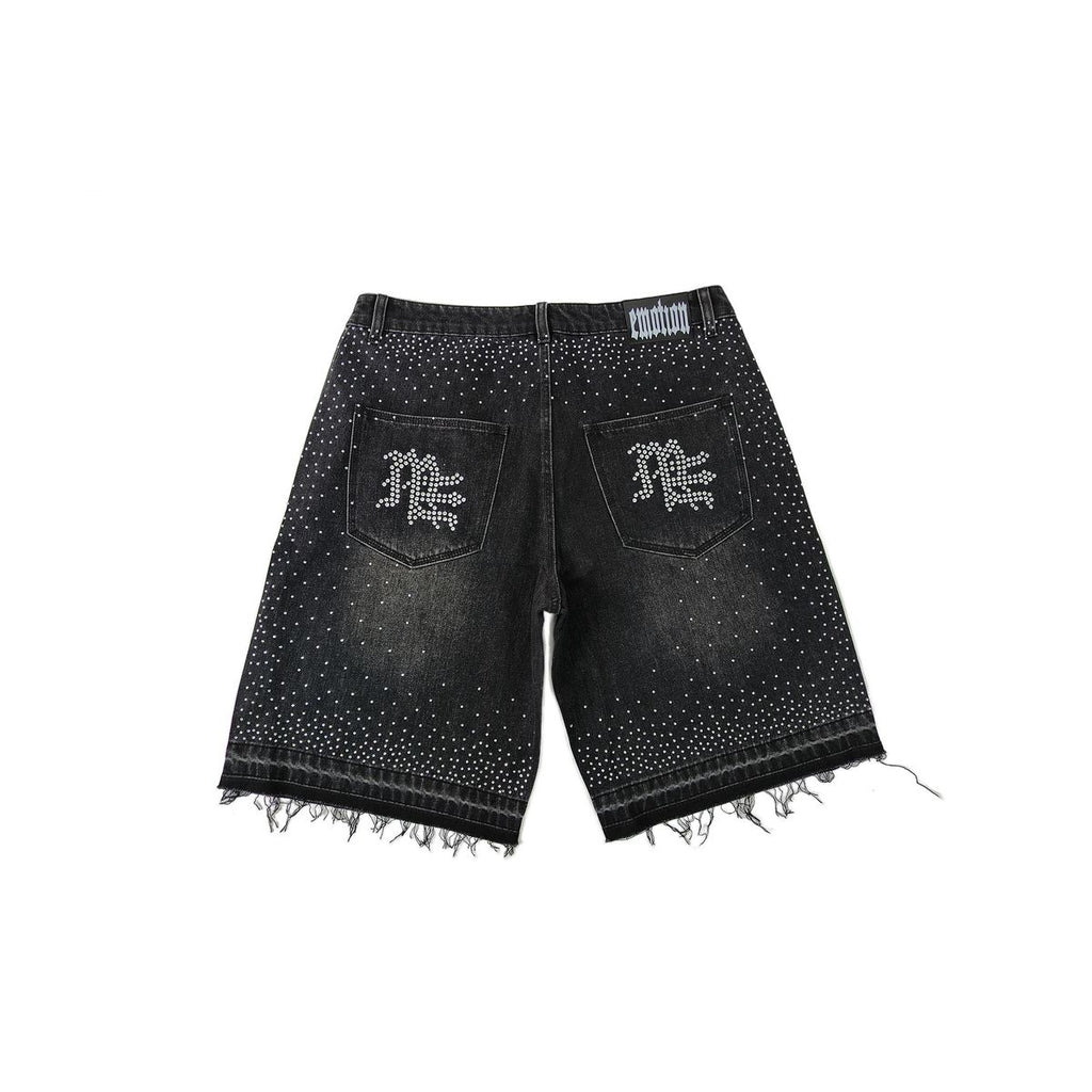 Mixed Emotions Black “ME” Rhinestone Denim Shorts