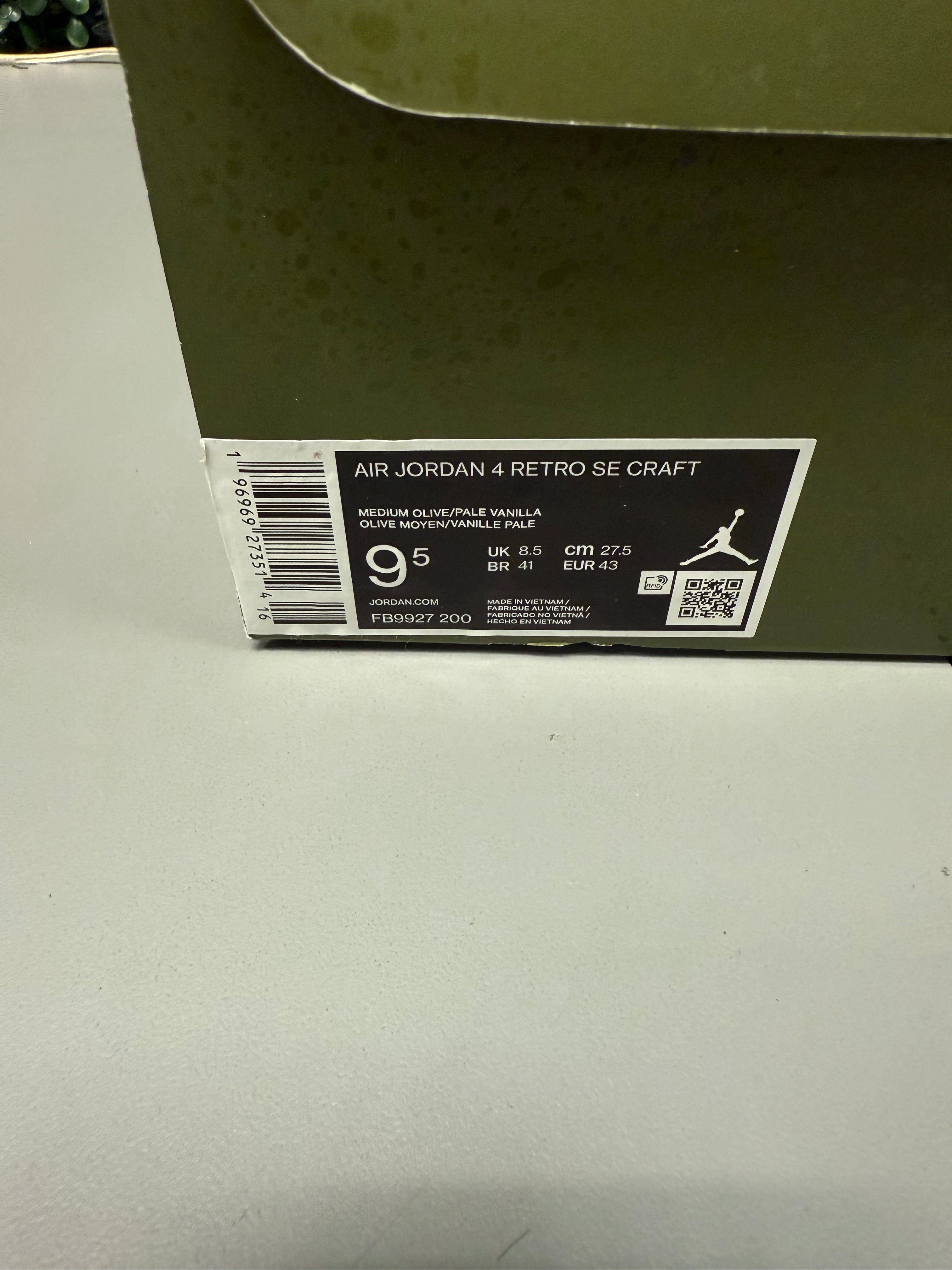 Jordan 4 "Craft Olive" Size 9.5 Preowned