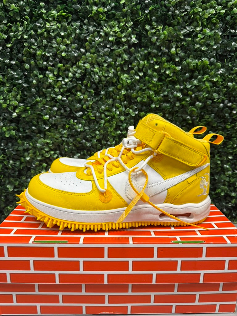 Nike Air Force 1 Mid SP Off-White "Varsity Maize" Size 13 Preowned