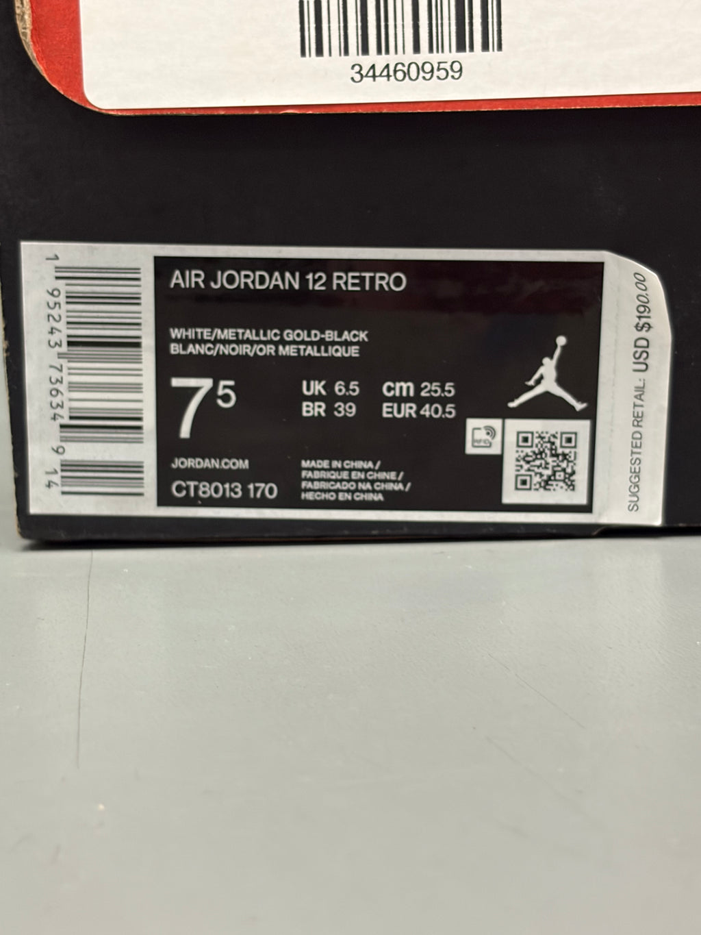 Jordan 12 Retro "Royalty Taxi" Size 7.5 Preowned