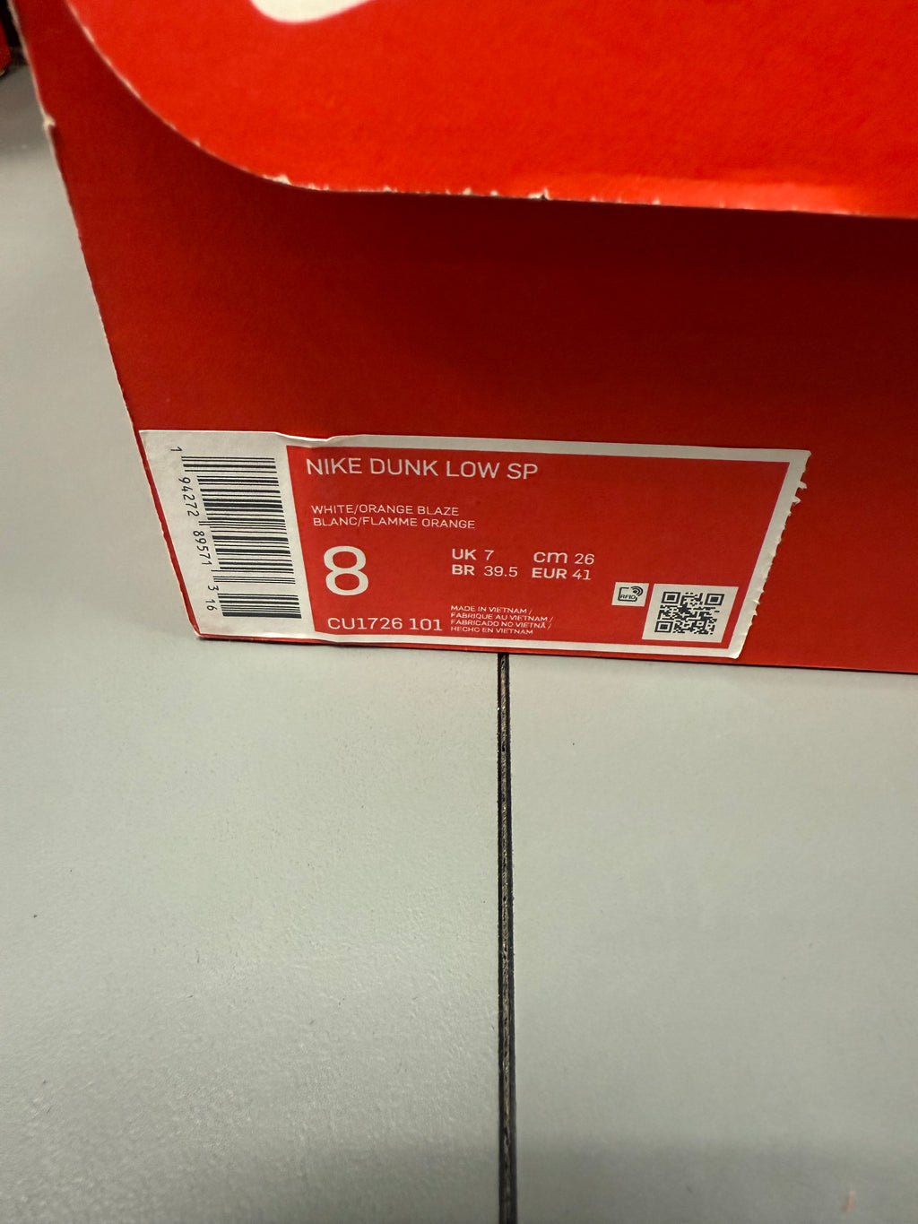 Nike Dunk Low "Syracuse" Size 8 Preowned
