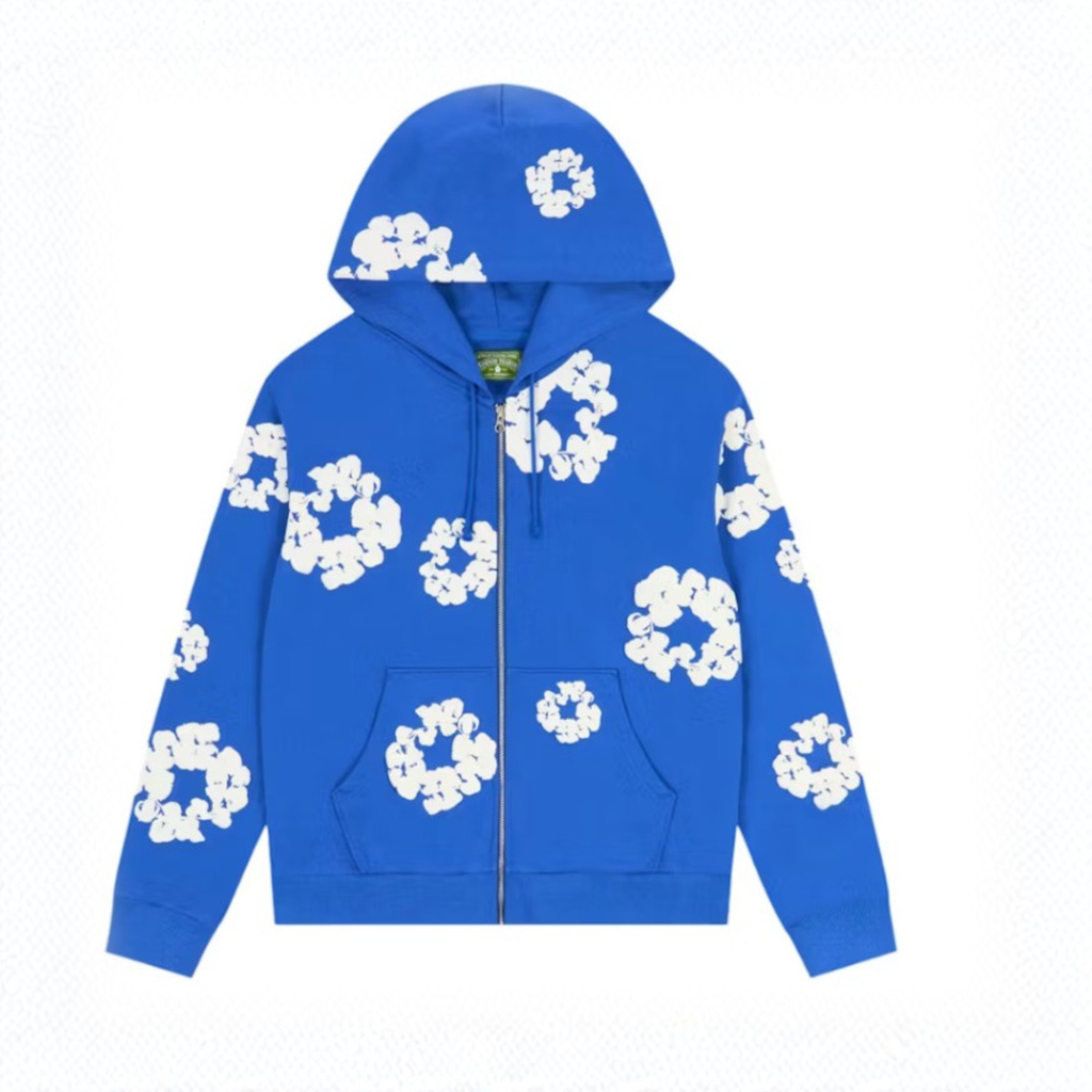 Denim Tears Cotton Wreath Hoodie "Blue" Zip Up