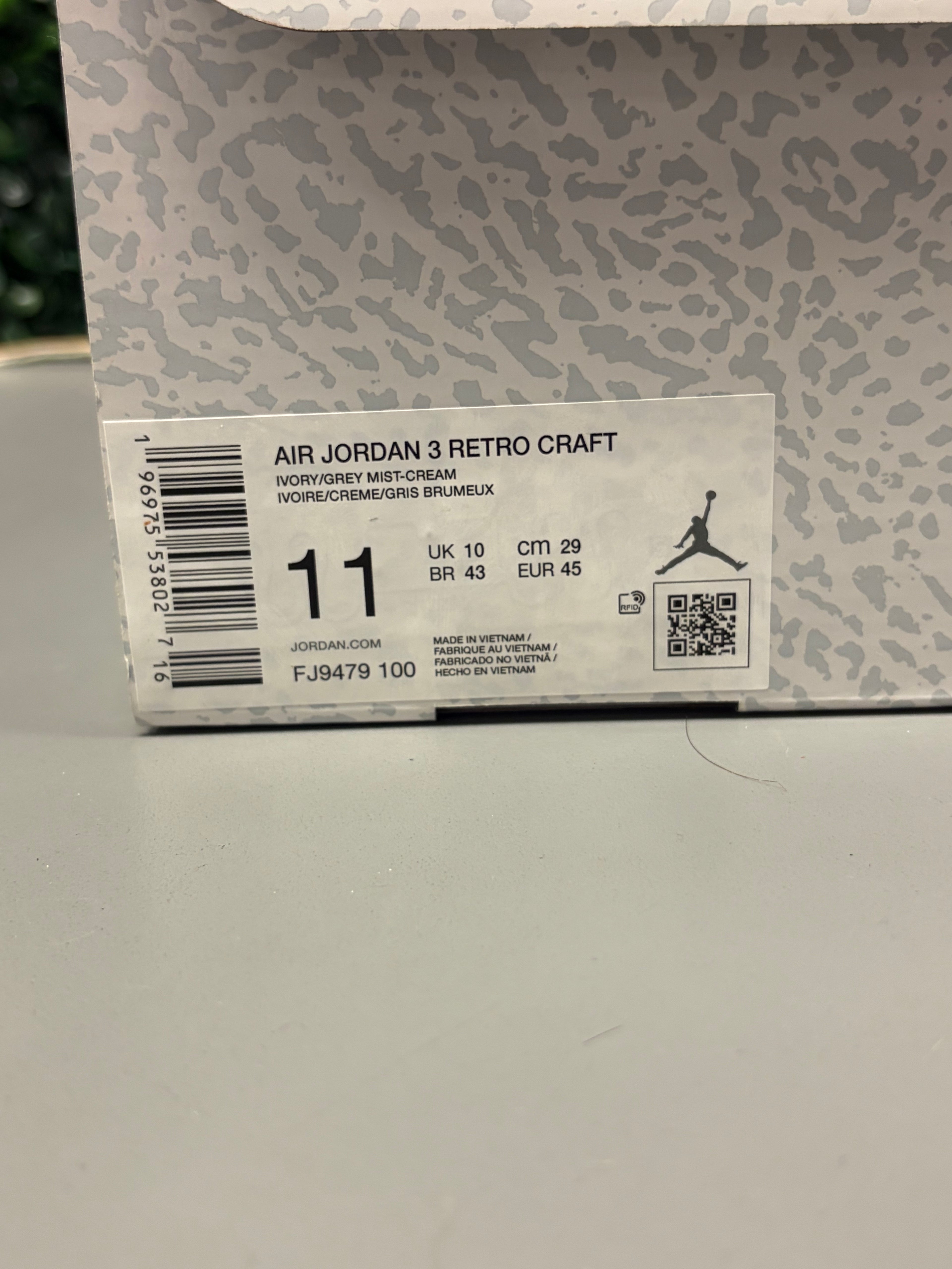 Jordan 3 "Craft Ivory" Size 11 Preowned