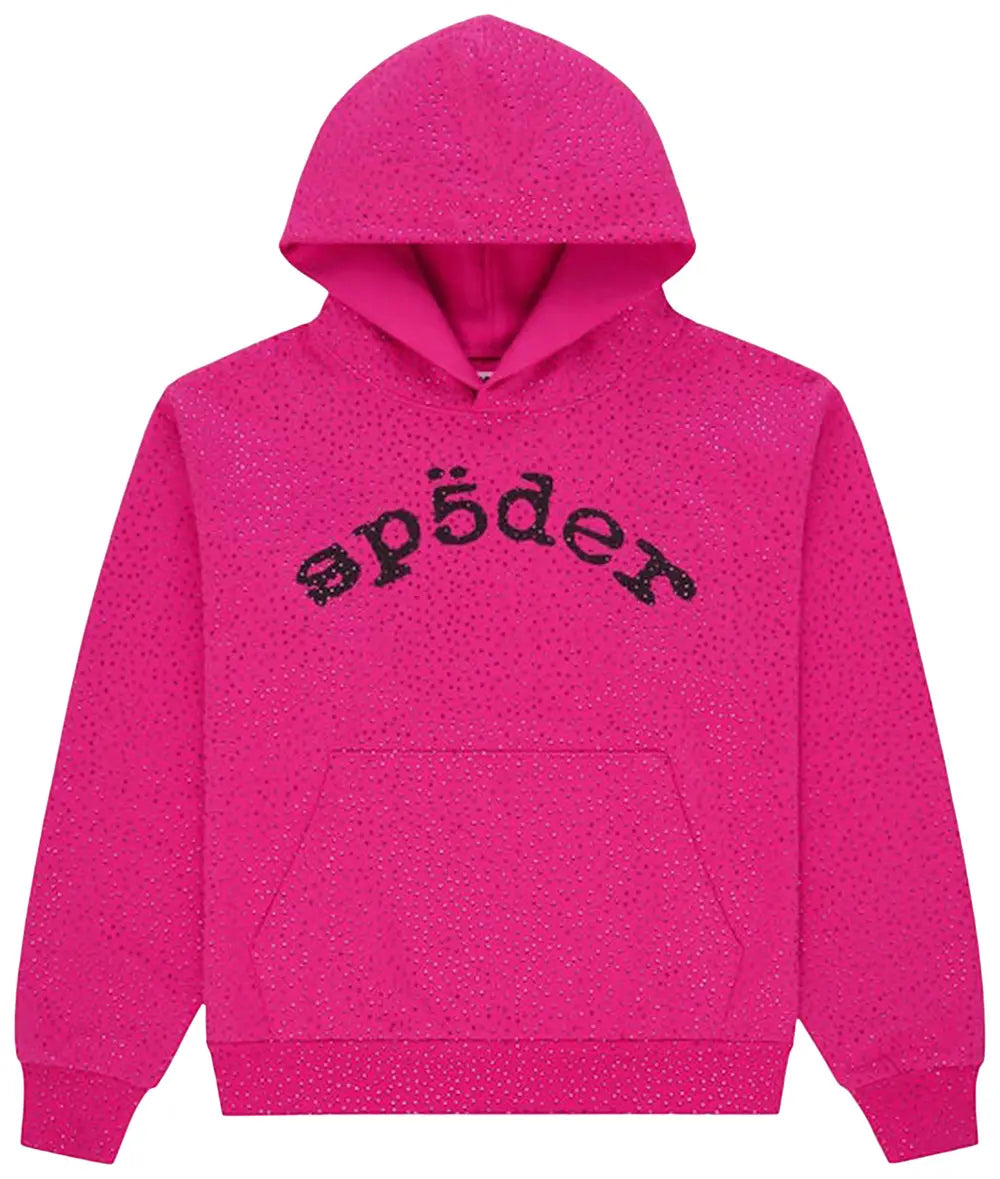 Sp5der Webstone Aop Rhinestone Hoodie 'Pink'