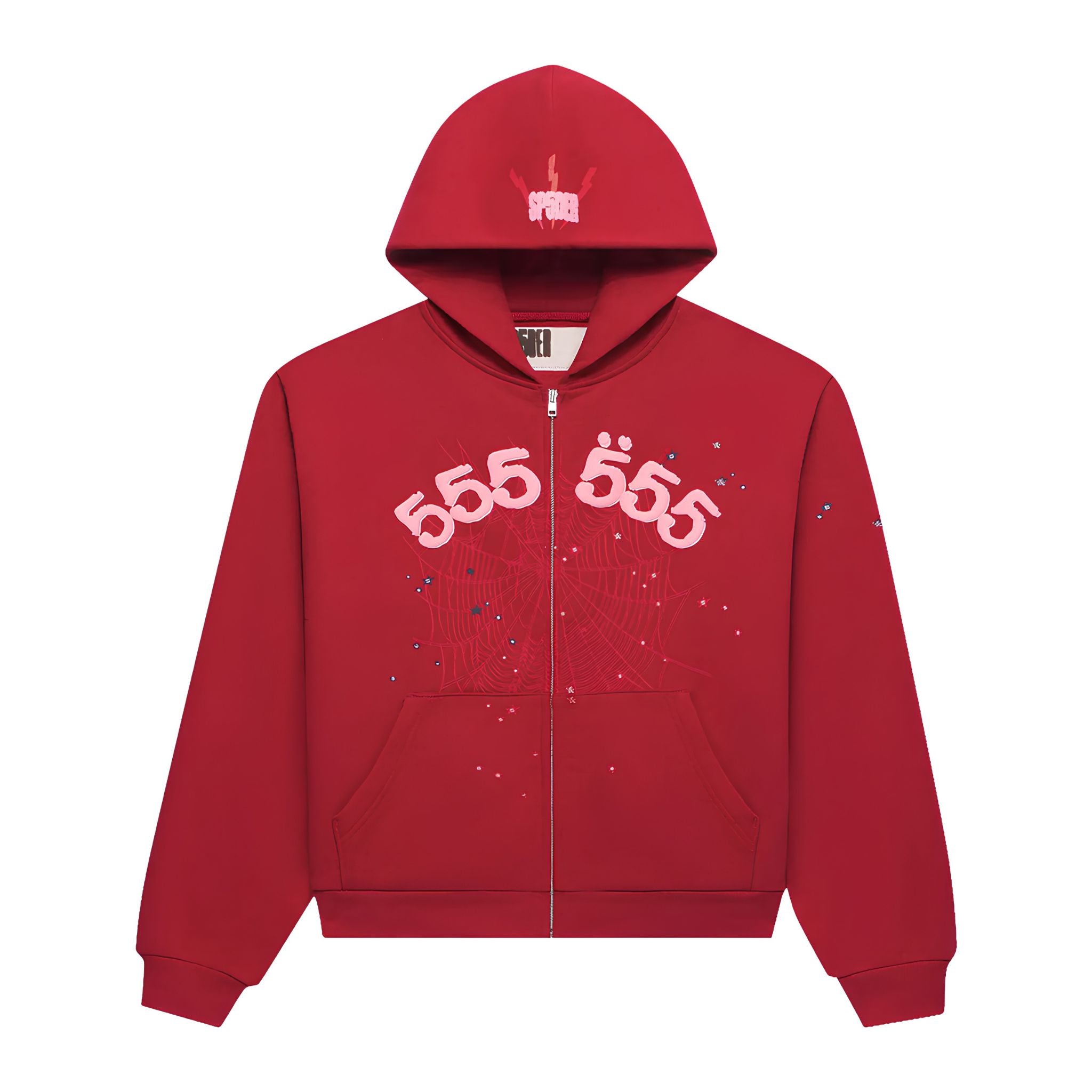 Sp5der Angel Number Zip Hoodie 'Merlot'
