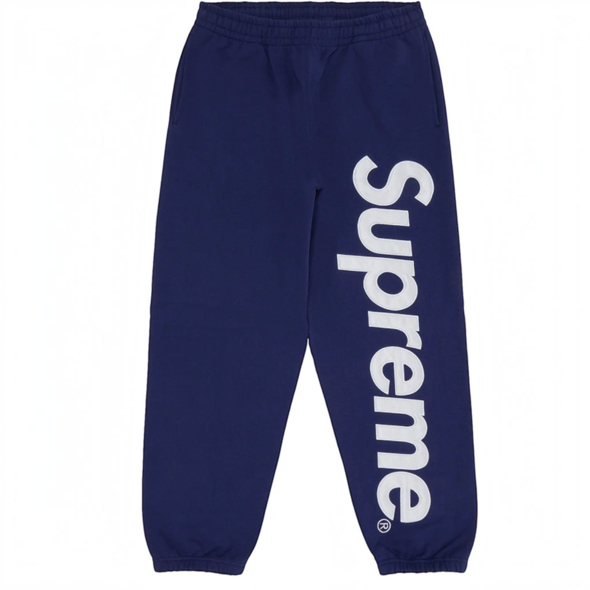Supreme Satin Appliqué Sweatpant 'Washed Navy' 2023