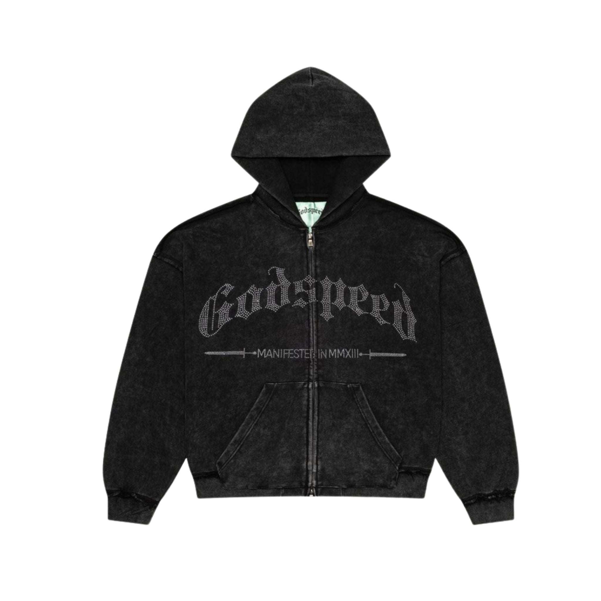 GodSpeed Studded OG Logo Hoodie (Black Wash)