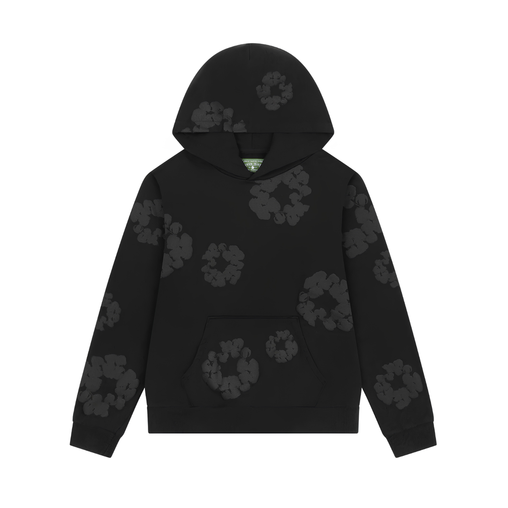 Denim Tears Cotton Wreath Hoodie "Black Monochrome"