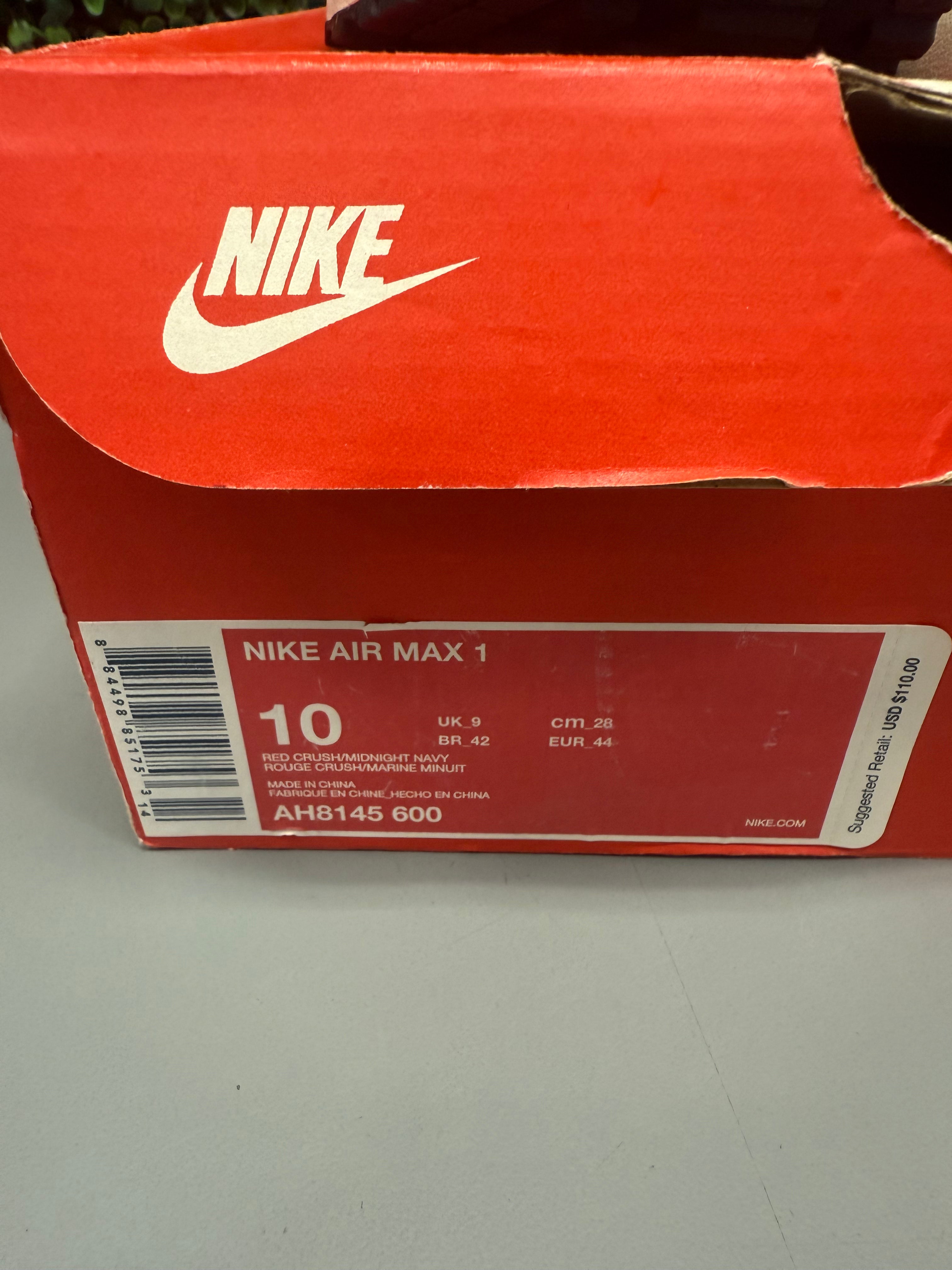 Nike Air Max 1 "Red Crush" Size 10 Preowned
