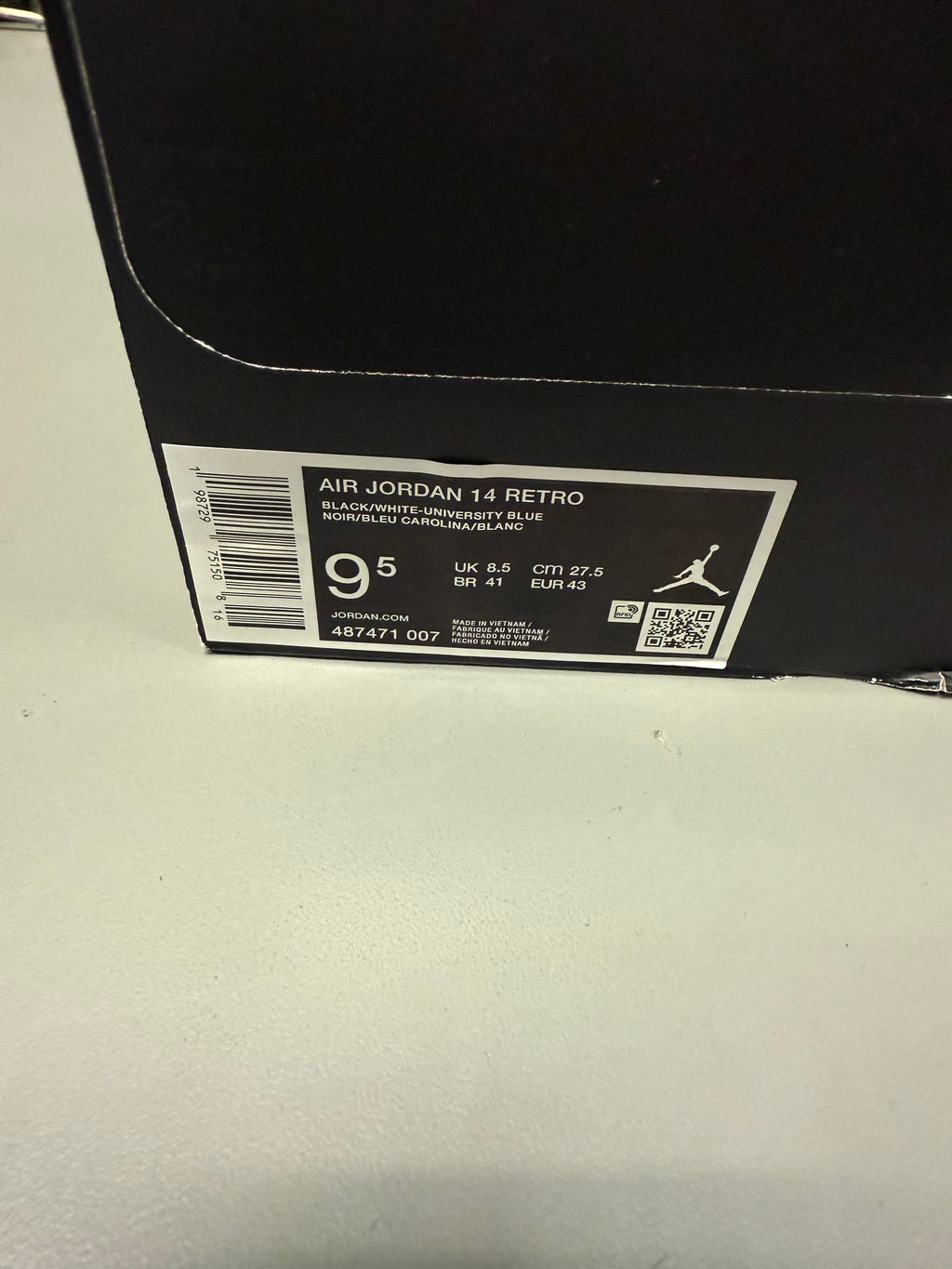 Jordan 14 "Black University Blue" Size 9.5 Preowned