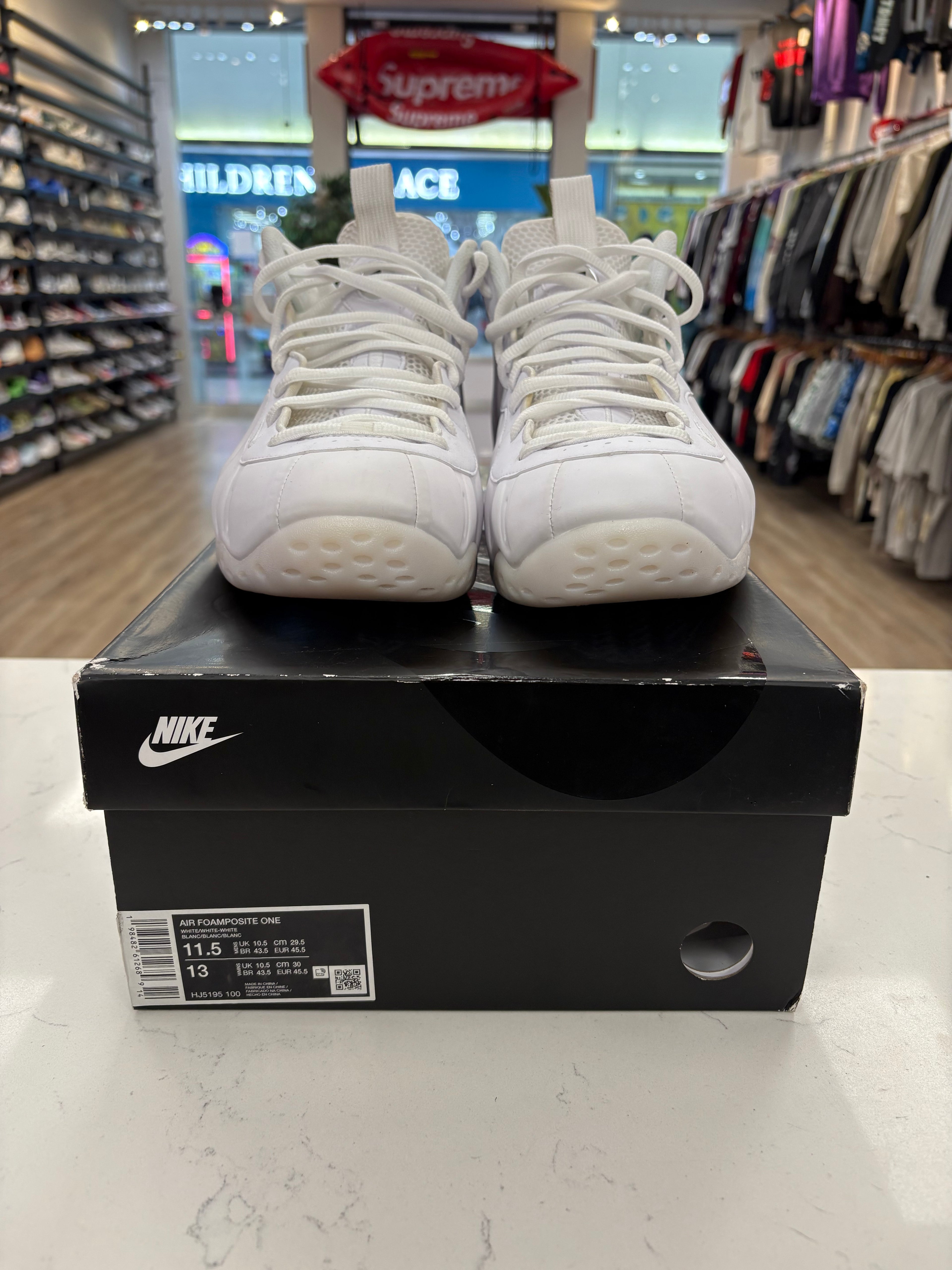 Nike Air Foamposite One “Triple White” Preowned Size 11.5