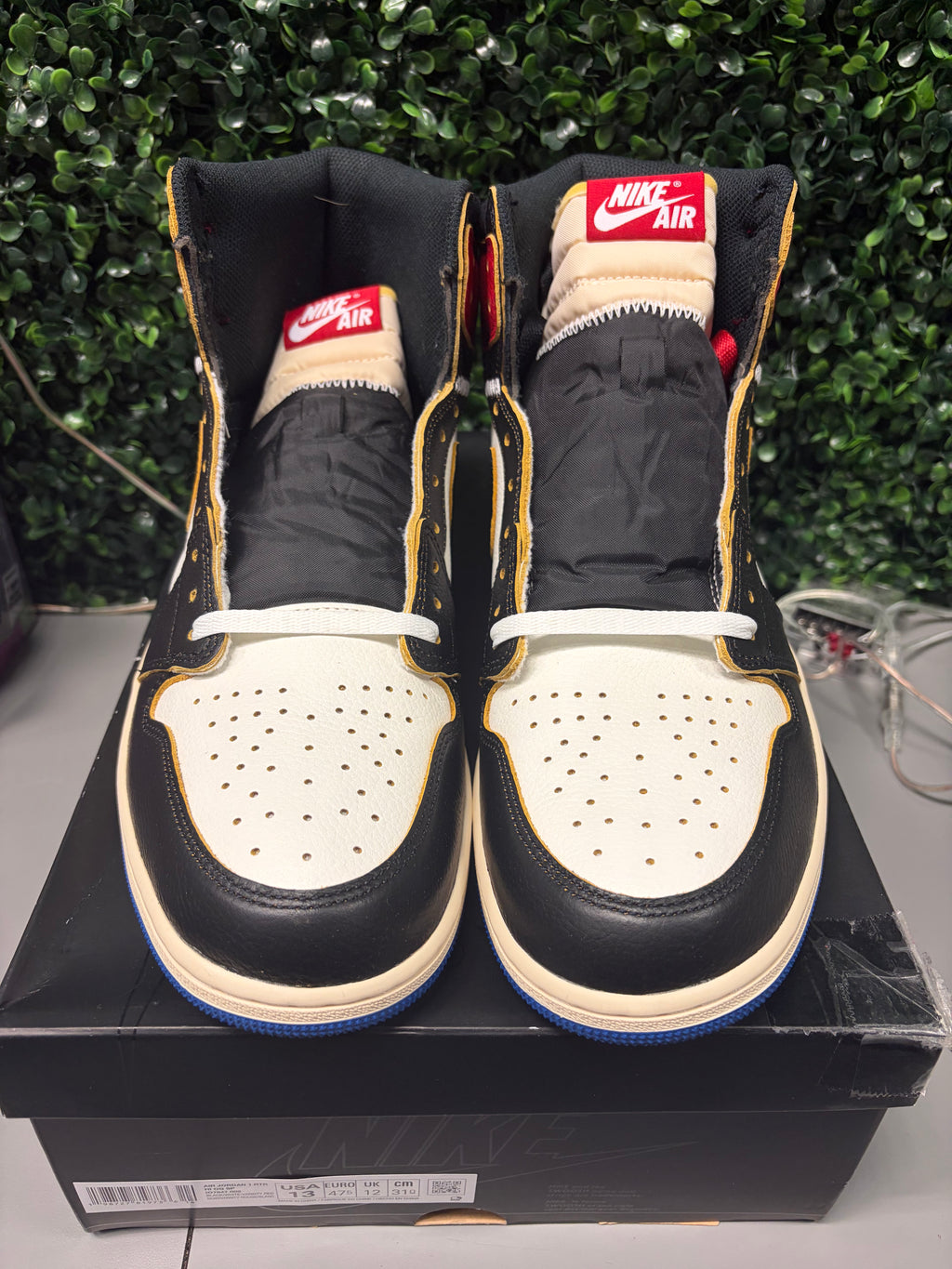 Jordan 1 Retro High OG SP "Fragment x Union LA Varsity Red Sport Royal" Size 13 Preowned