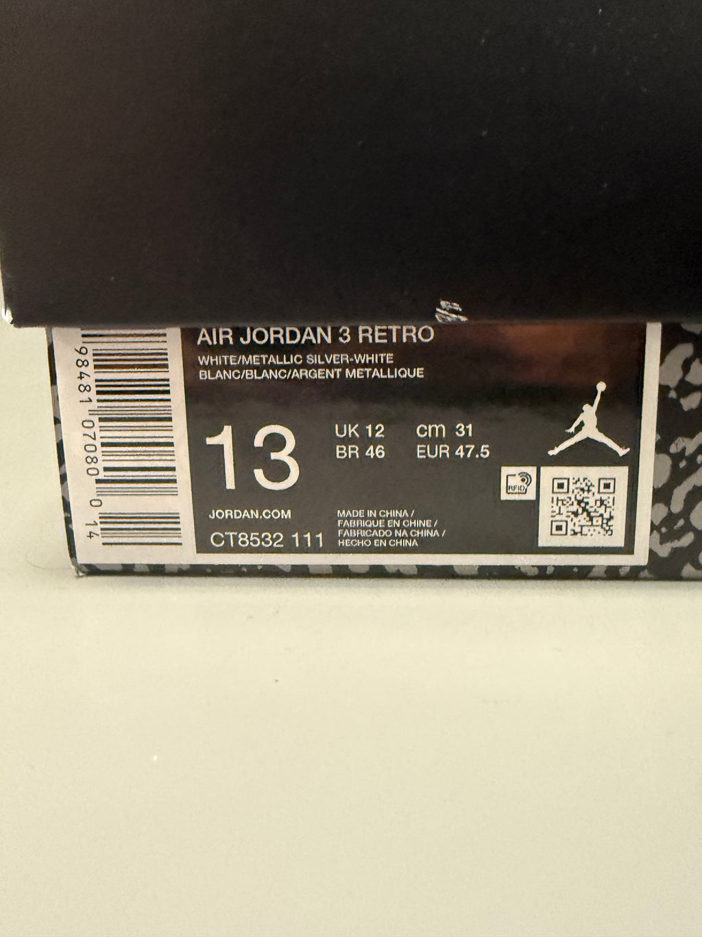 Jordan 3 Retro "Pure Money" Size 13 Preowned