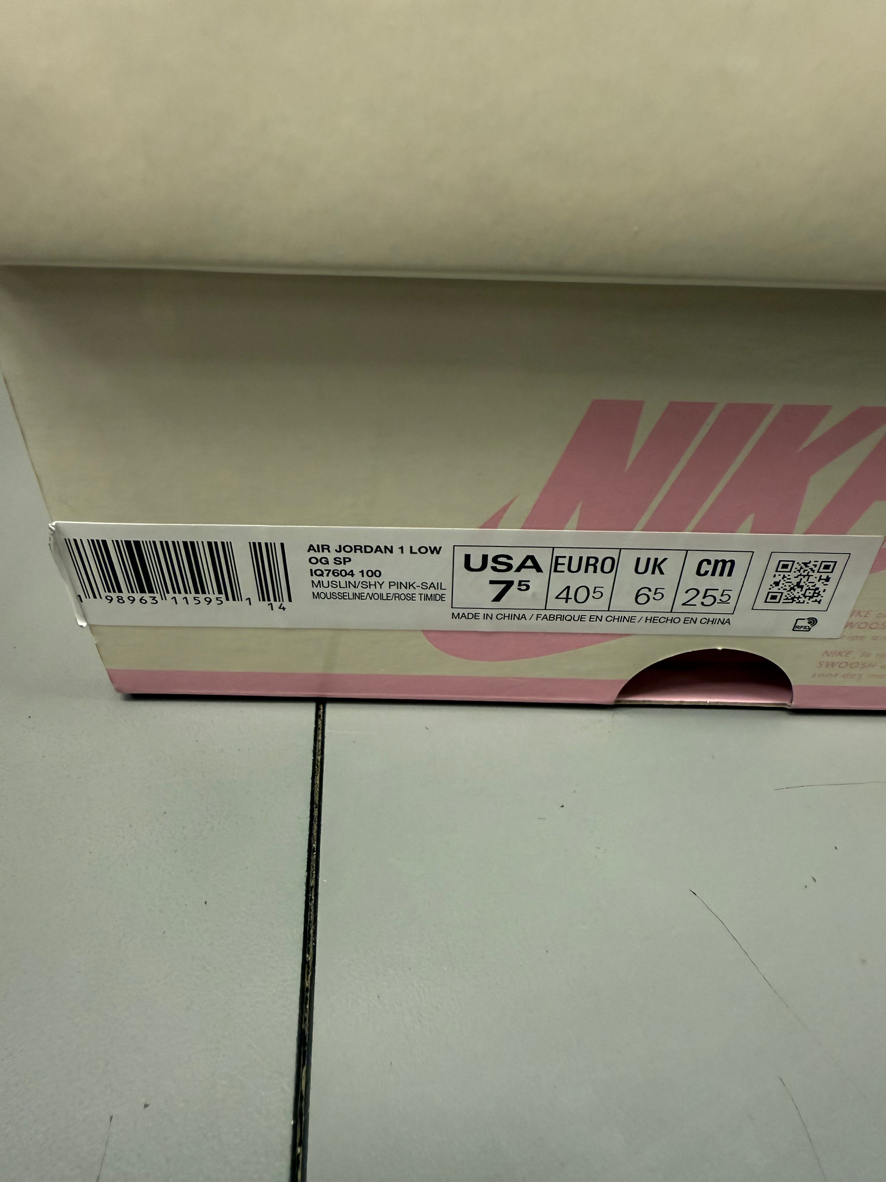 Jordan 1 Low X Travis Scott "Shy Pink" Size 7.5 Worn 1x