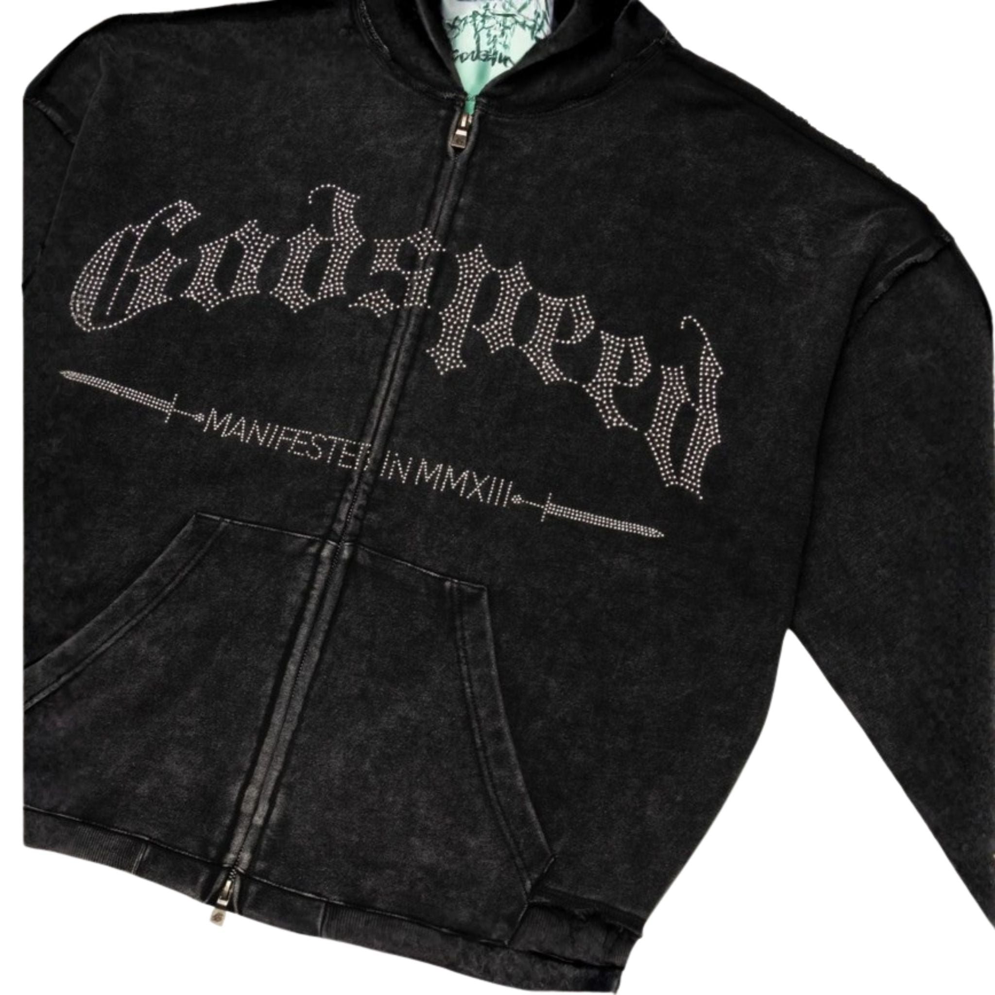 GodSpeed Studded OG Logo Hoodie (Black Wash)