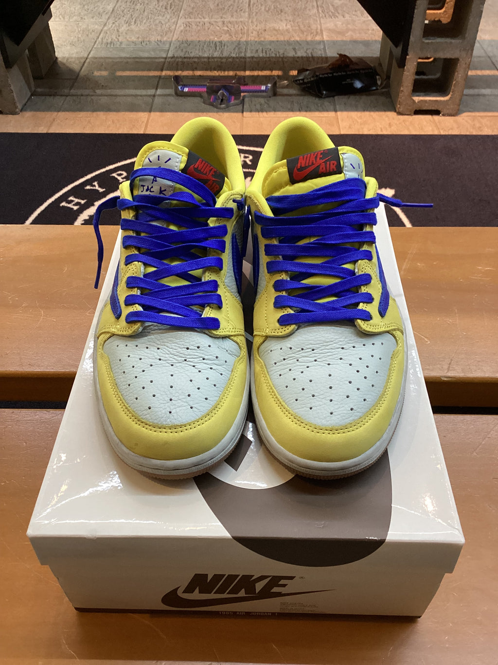 TS Jordan 1 Low “Canary” Size 11w/9.5 Preowned with box