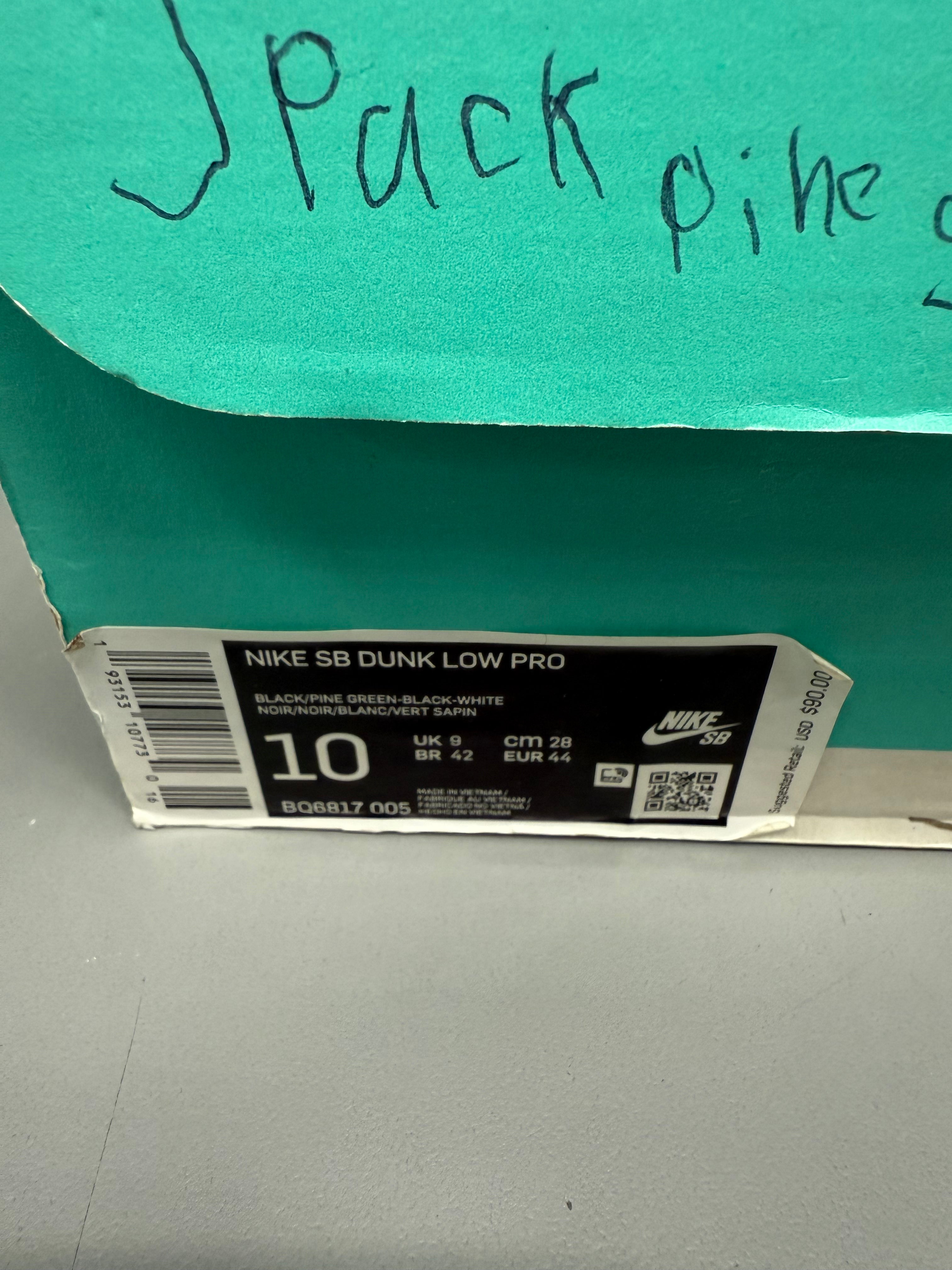 Nike SB Dunk Low “JPack Pine Green”  Size 10 Preowned