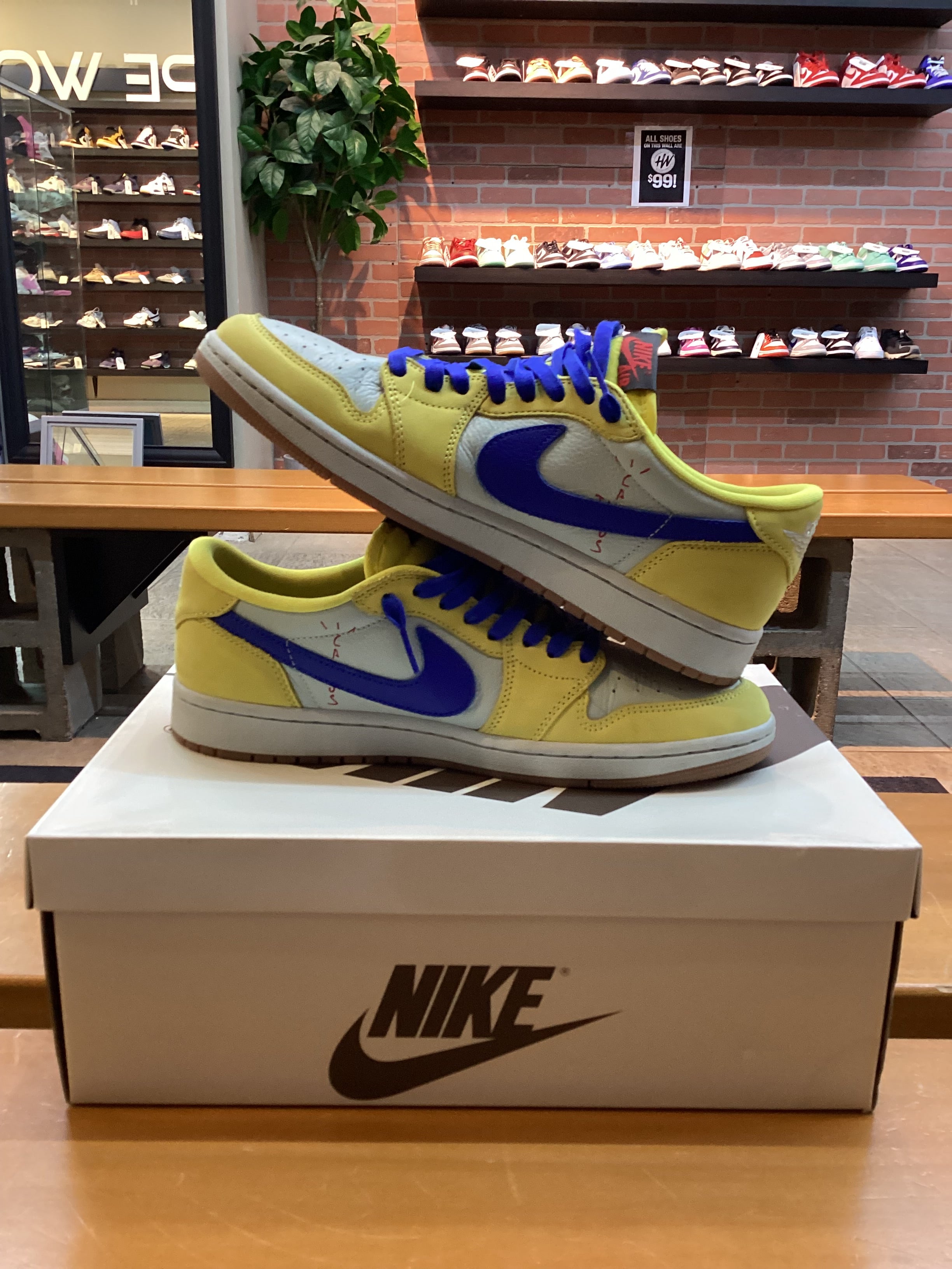 TS Jordan 1 Low “Canary” Size 11w/9.5 Preowned with box