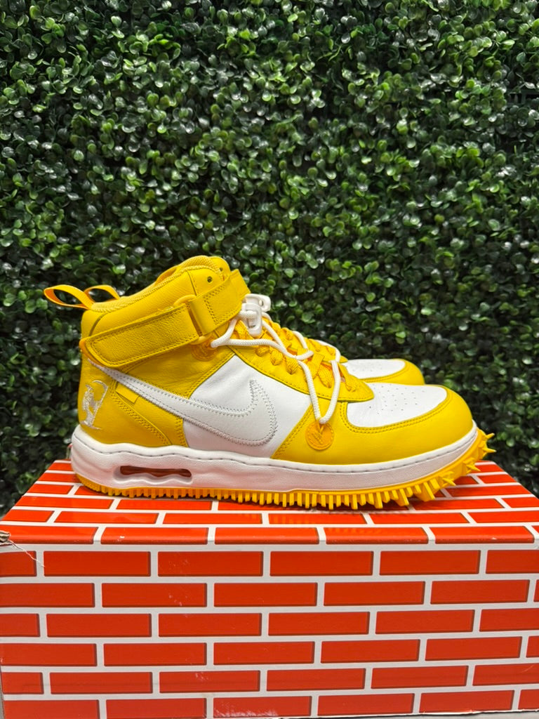 Nike Air Force 1 Mid SP Off-White "Varsity Maize" Size 13 Preowned