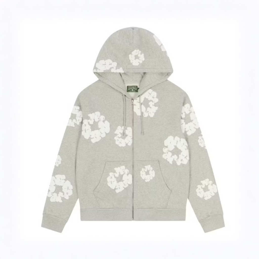 Denim Tears Cotton Wreath Hoodie "Grey" Zip Up