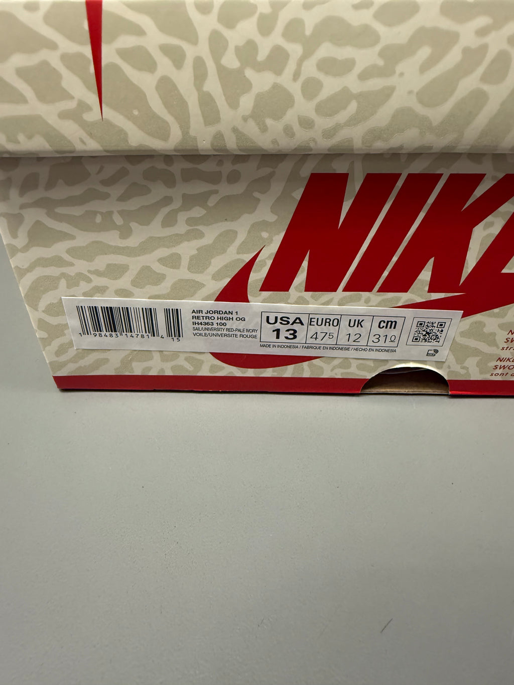 Jordan 1 High "Sail University Red" Size 13 Tried On