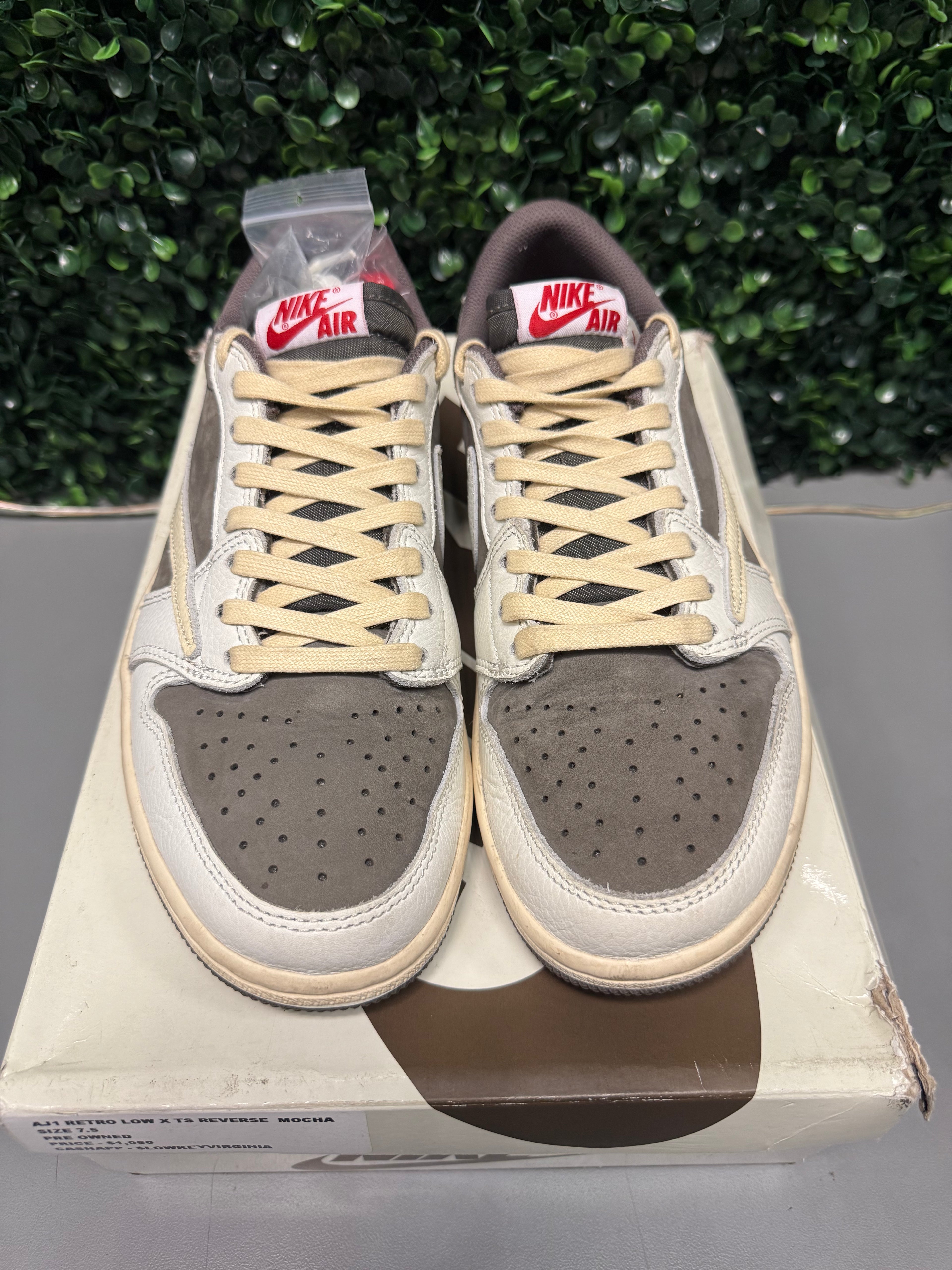 Jordan 1 Low X Travis Scott "Reverse Mocha" Size 7.5 Preowned