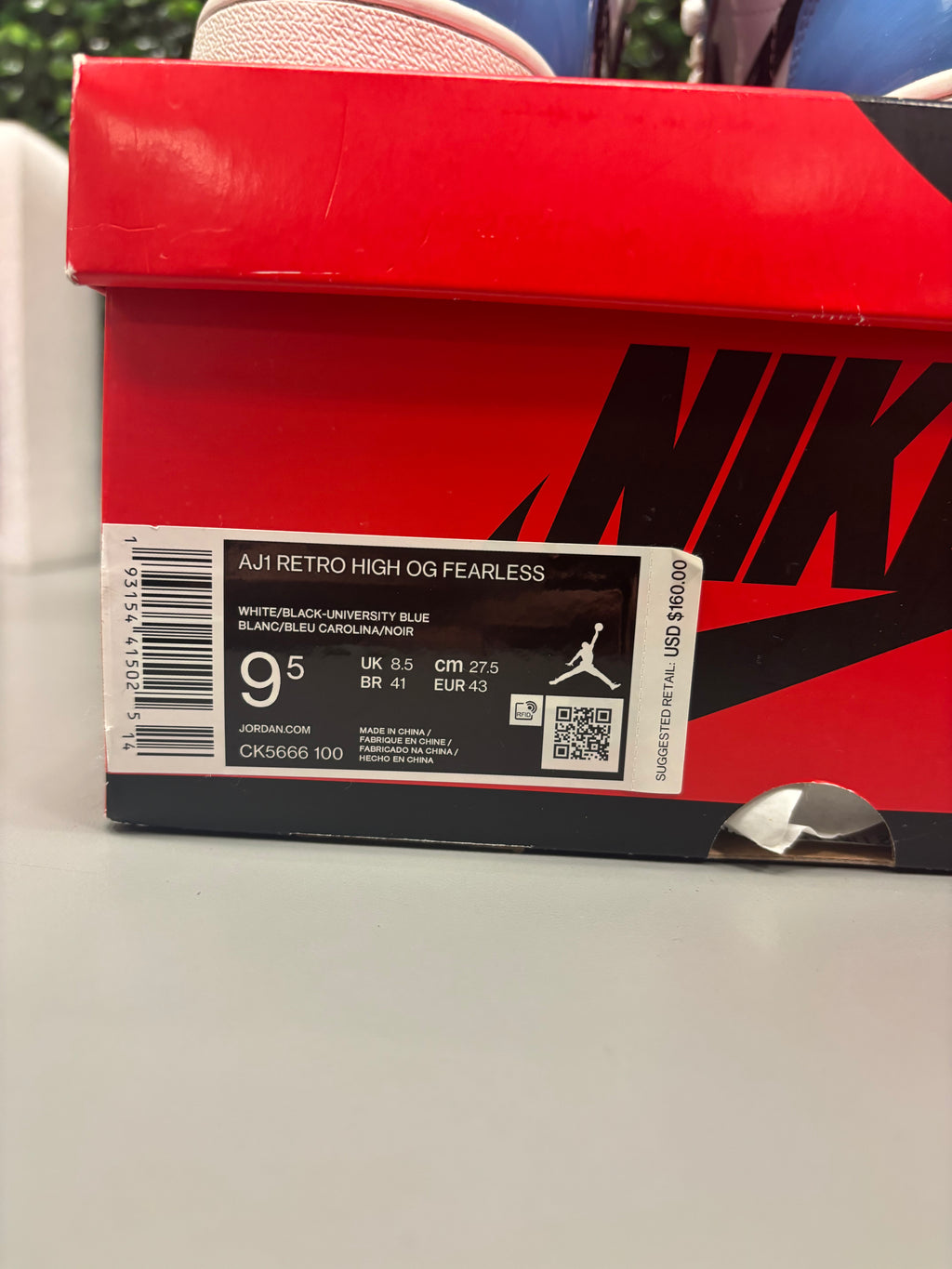 Jordan 1 "Fearless UNC" Size 9.5 Preowned