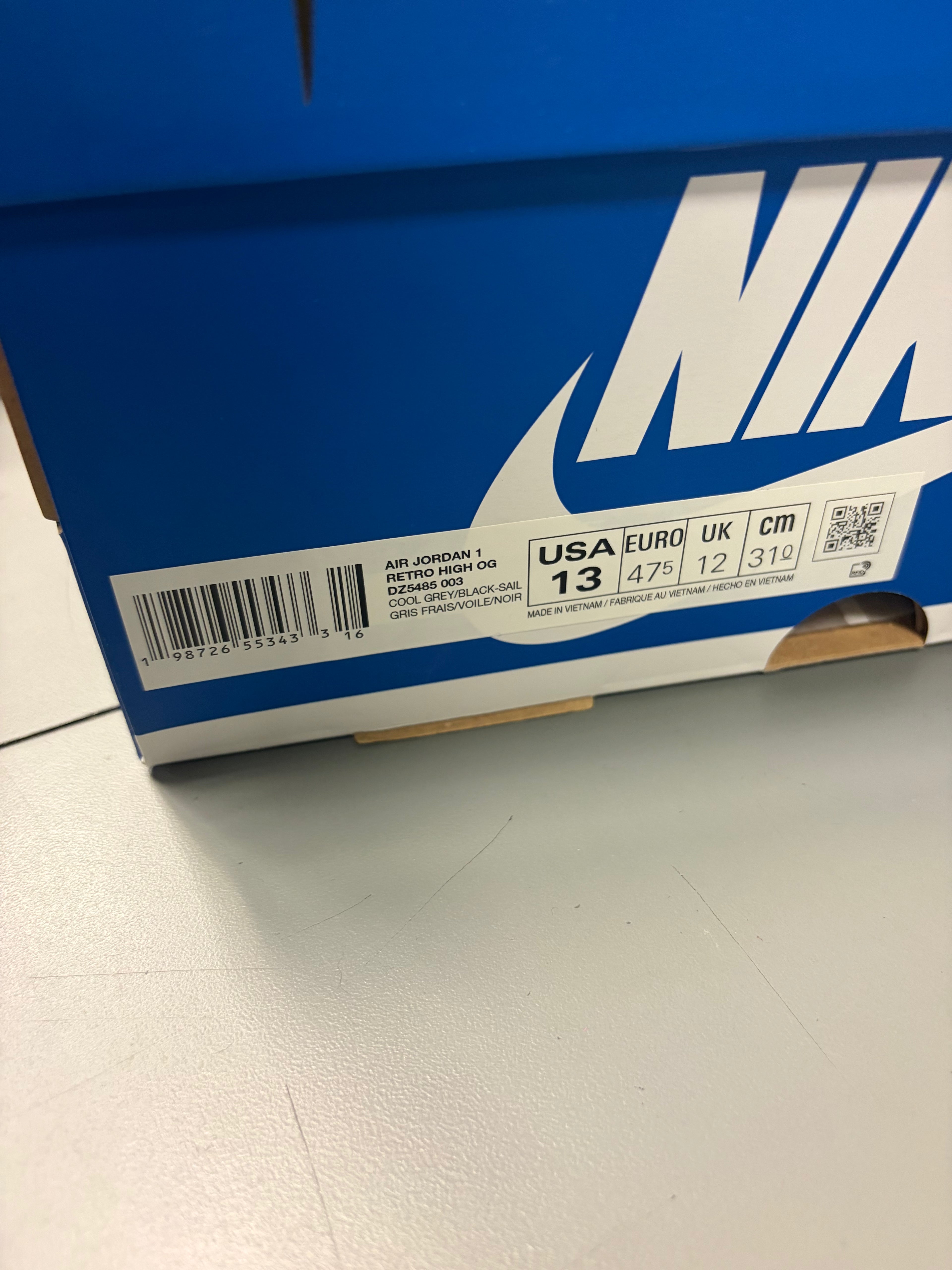 Jordan 1 Retro High OG "All-Star Cool Grey" Size 13 Preowned