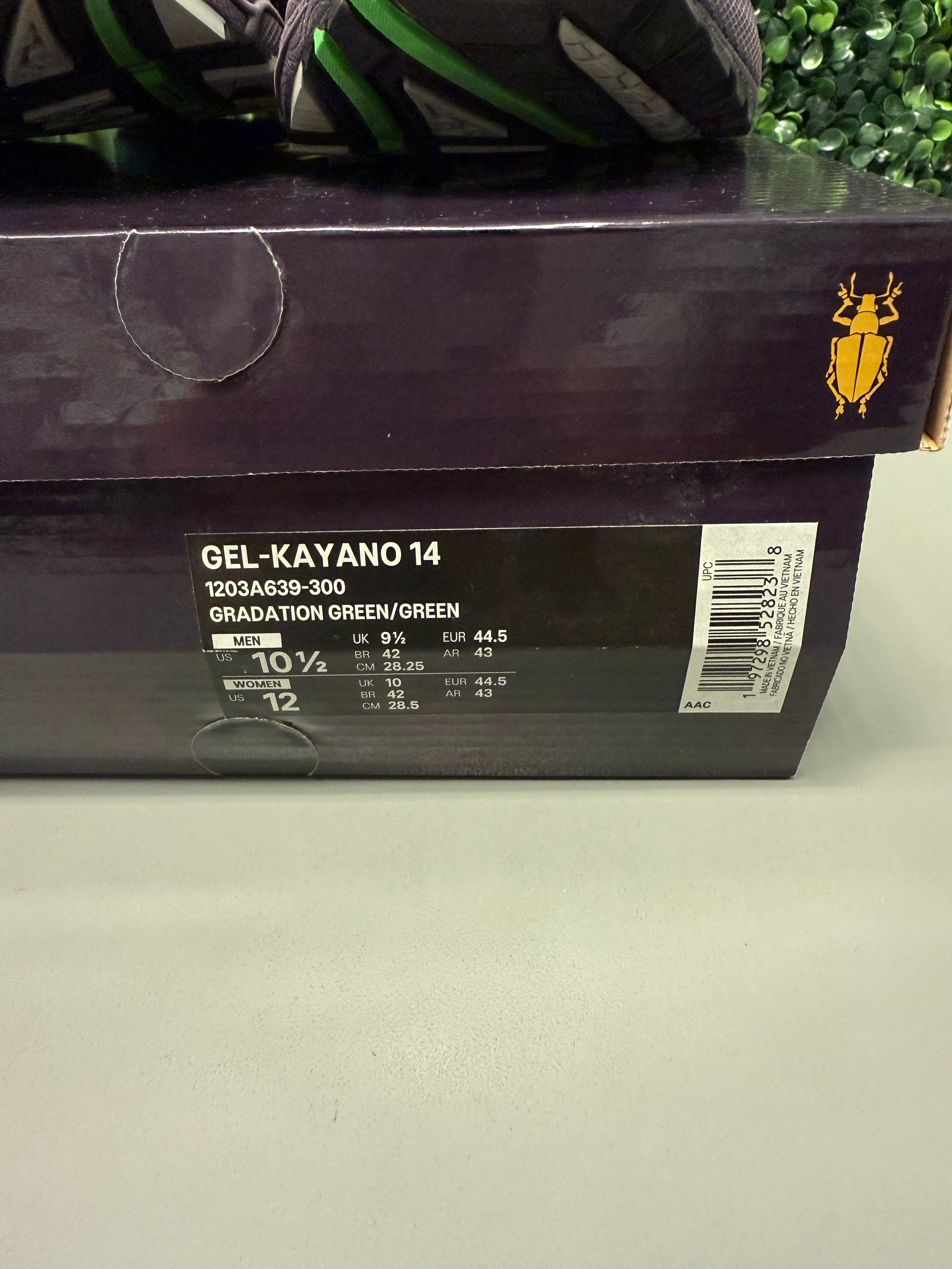 ASICS Gel-Kayano 14 P.Andrade "Gradiation Green" Size 10.5 Preowned