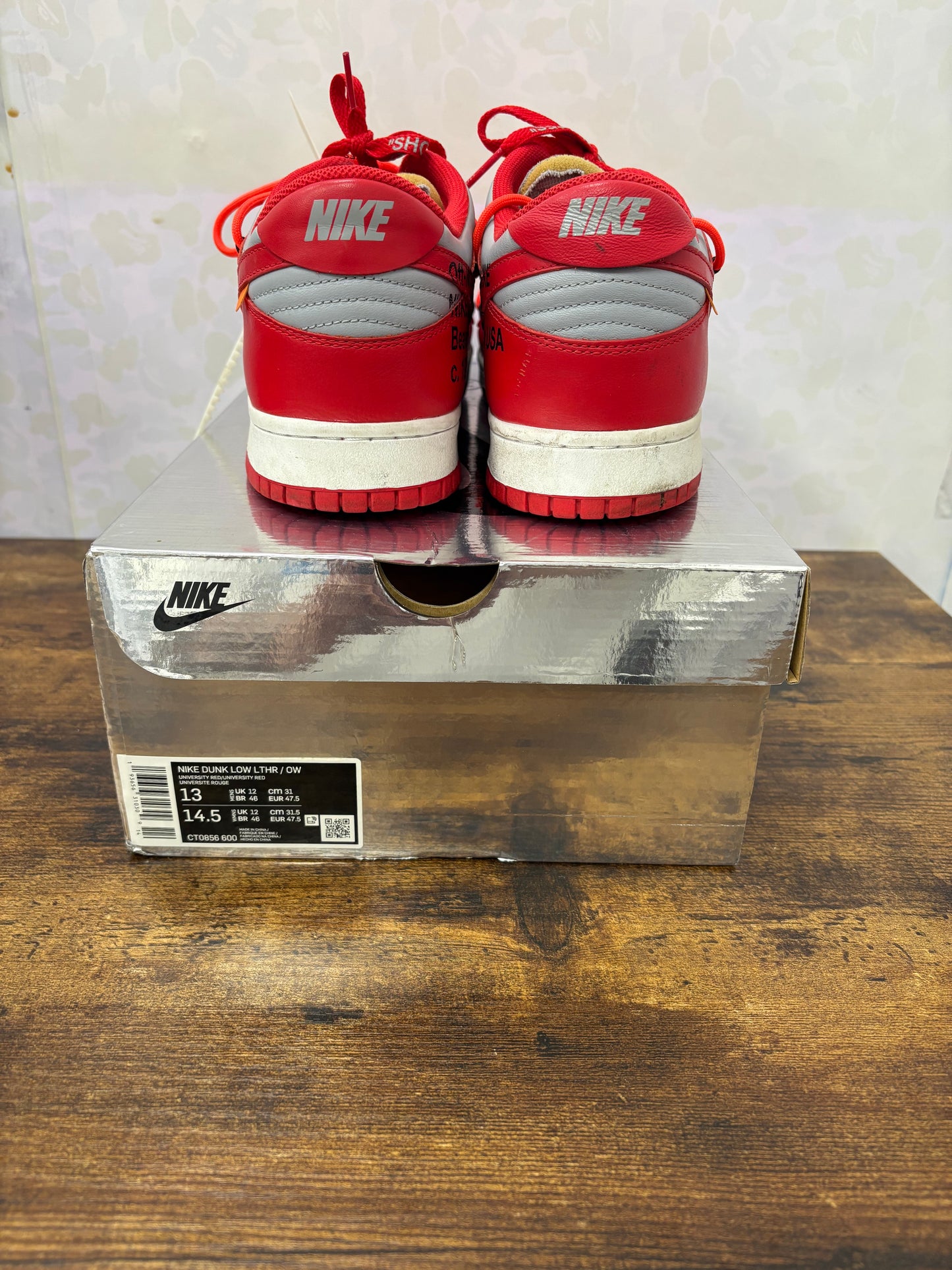 Nike Off White Dunk “University Red” Preowned Size 13