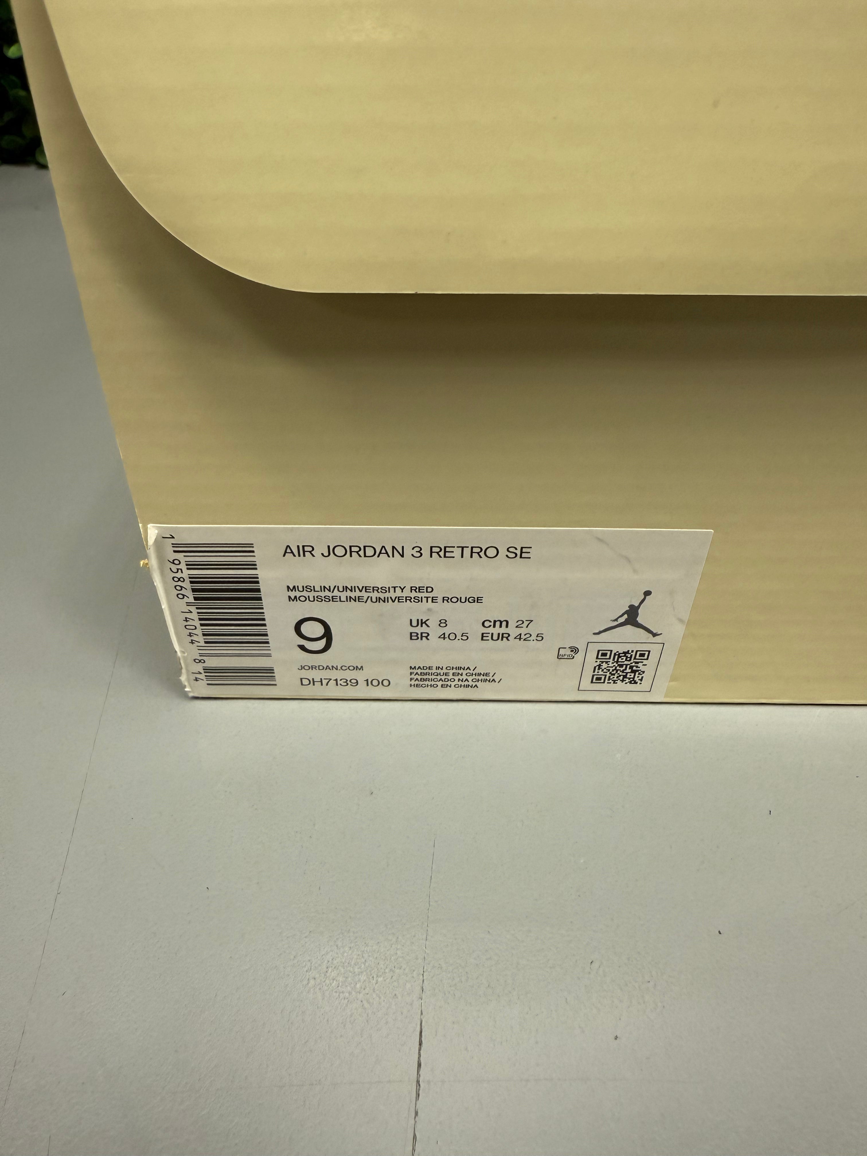 Jordan 3 Retro "Muslin"Size 9 Preowned