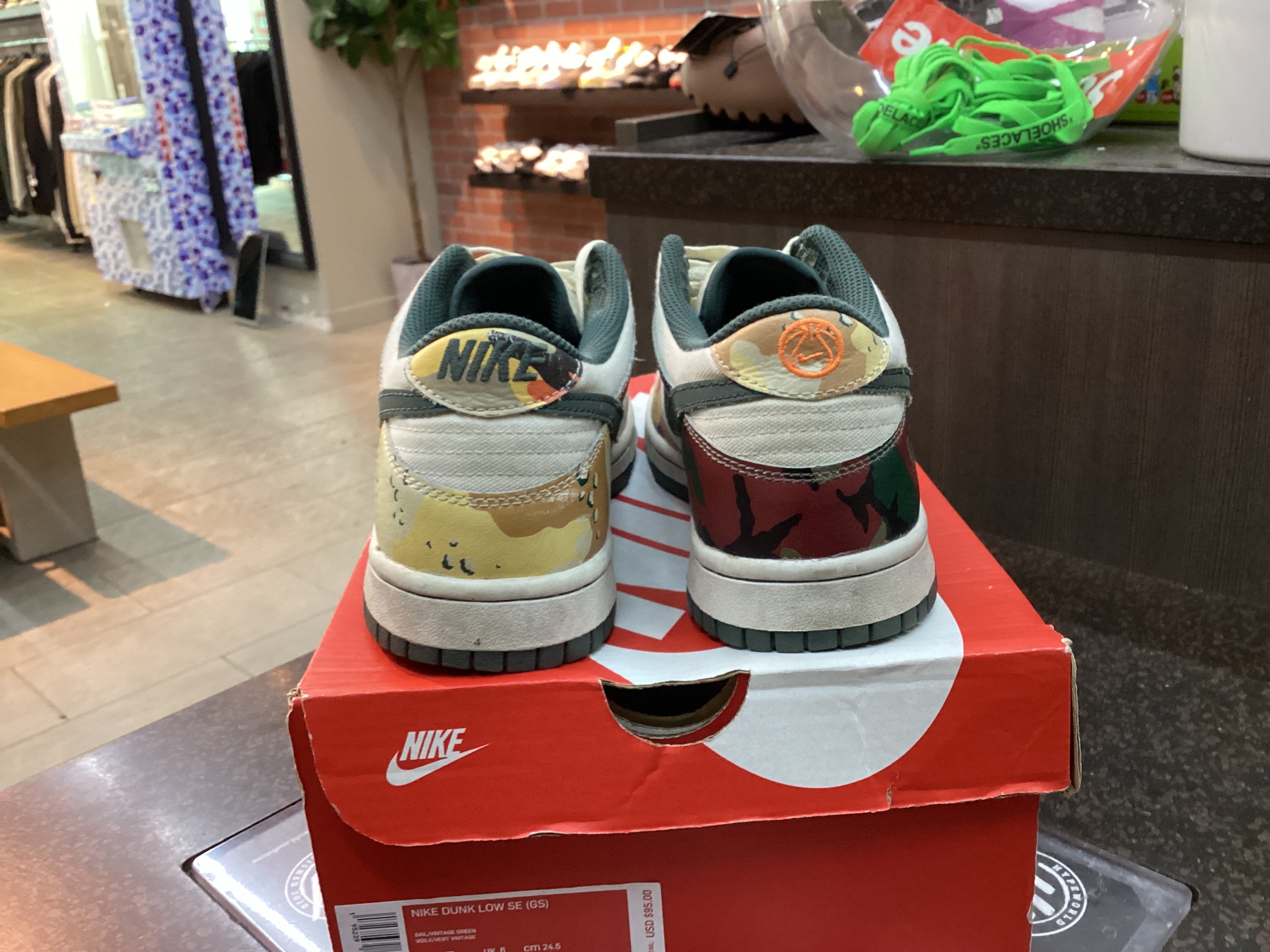 Nike Dunk Low “Sail Multi Camo” Size 6.5 Pre Owned