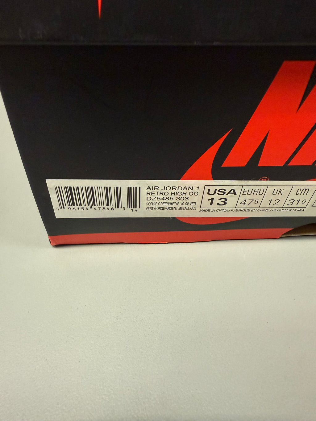 Jordan 1 Retro High OG Gorge Green "Size 13 Preowned