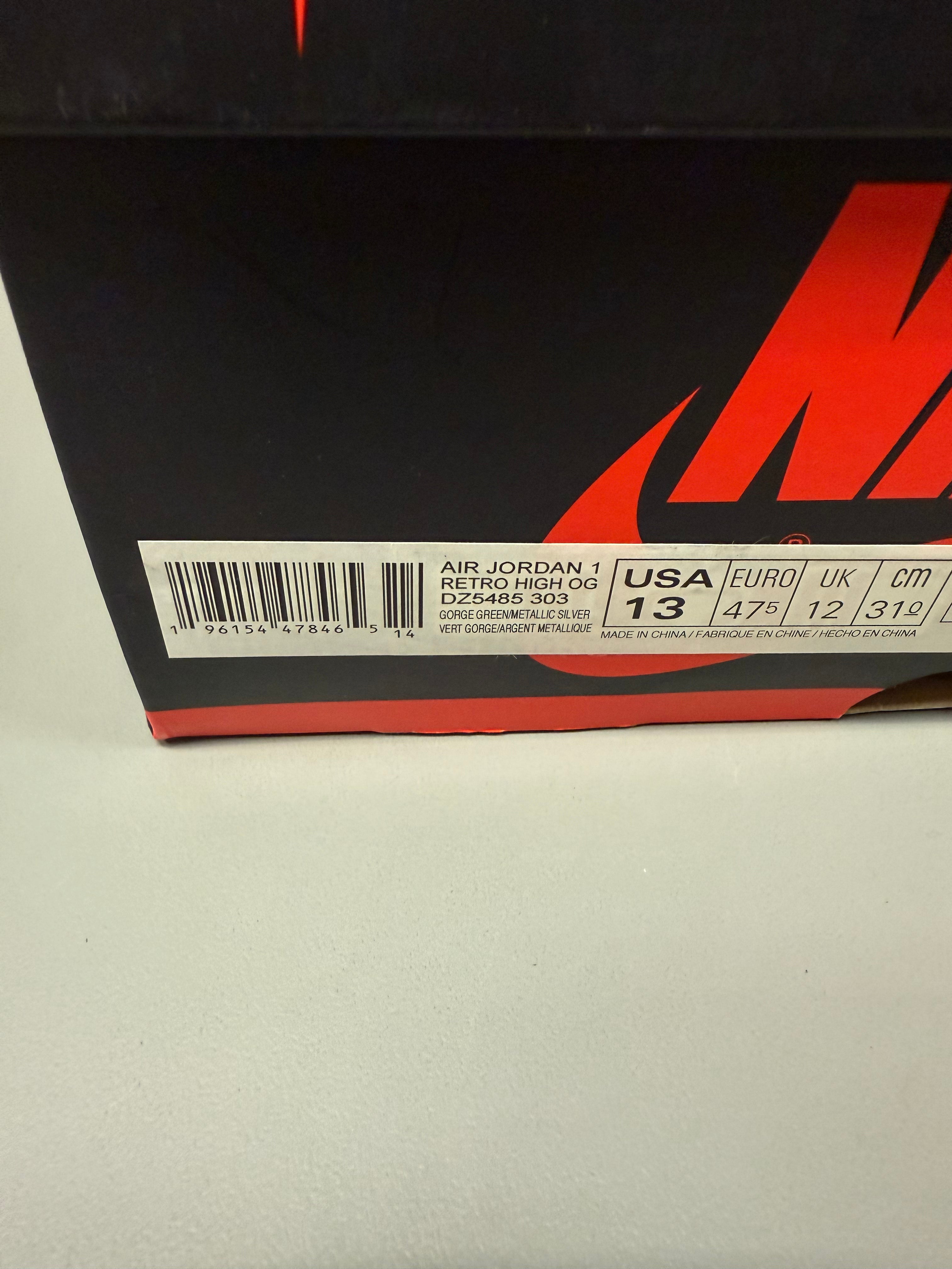Jordan 1 Retro High OG Gorge Green "Size 13 Preowned