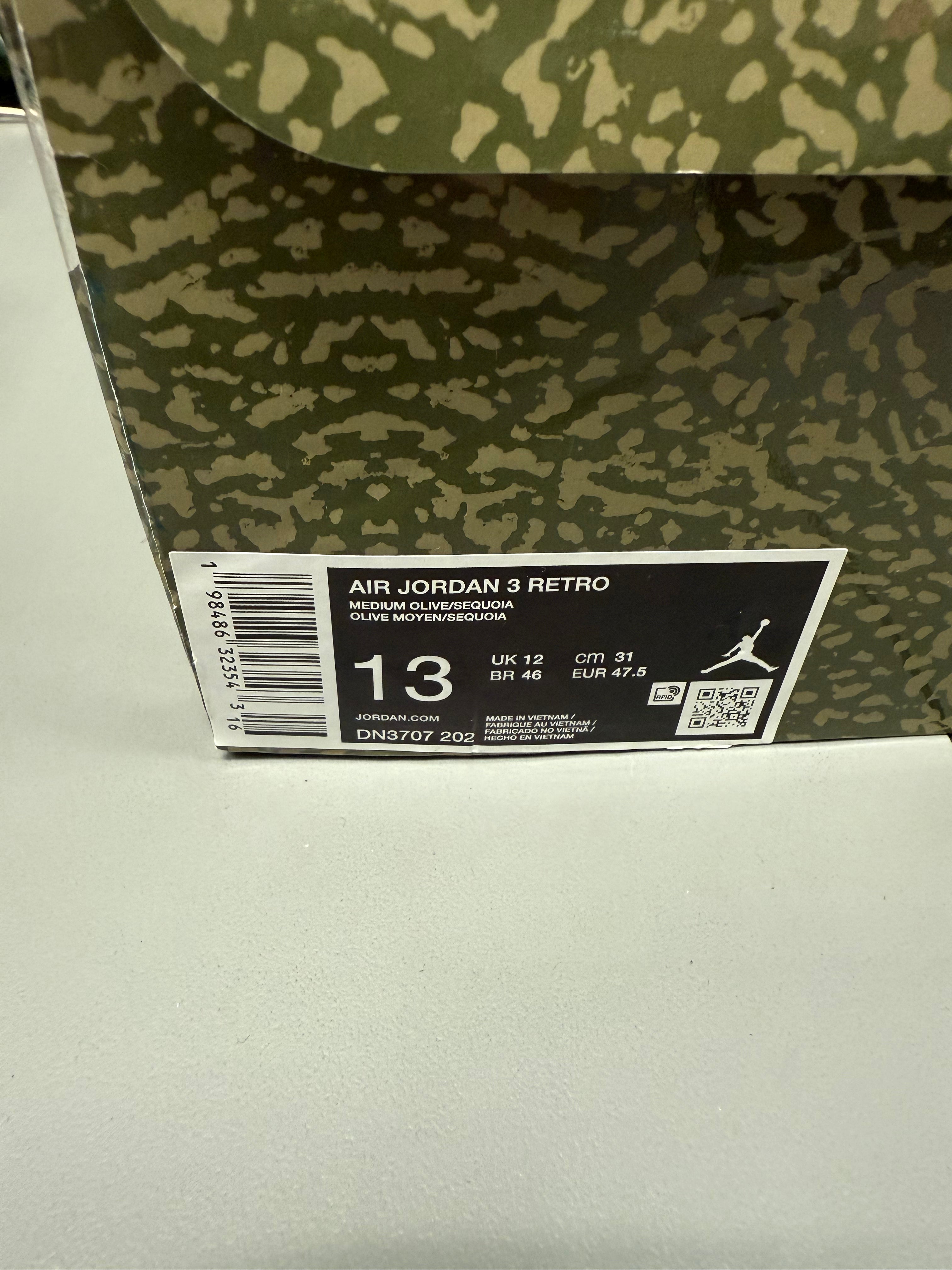 Jordan 3 “Olive” Size 13 Tried On
