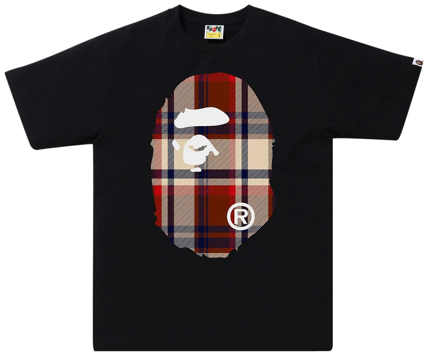BAPE Check Big Ape Head Tee 'Black/Red'