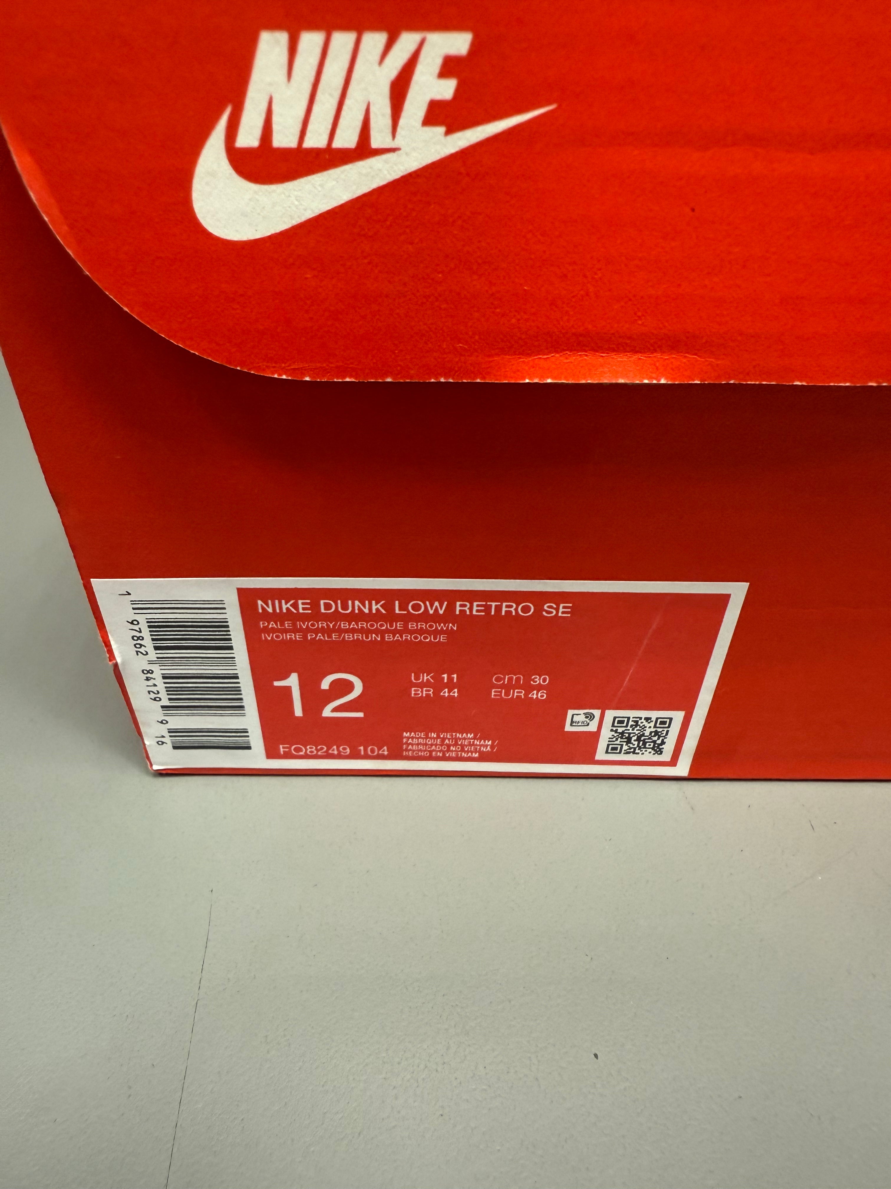 Nike Dunk Low "Ivory Baroque Brown" Size 12 Preowned