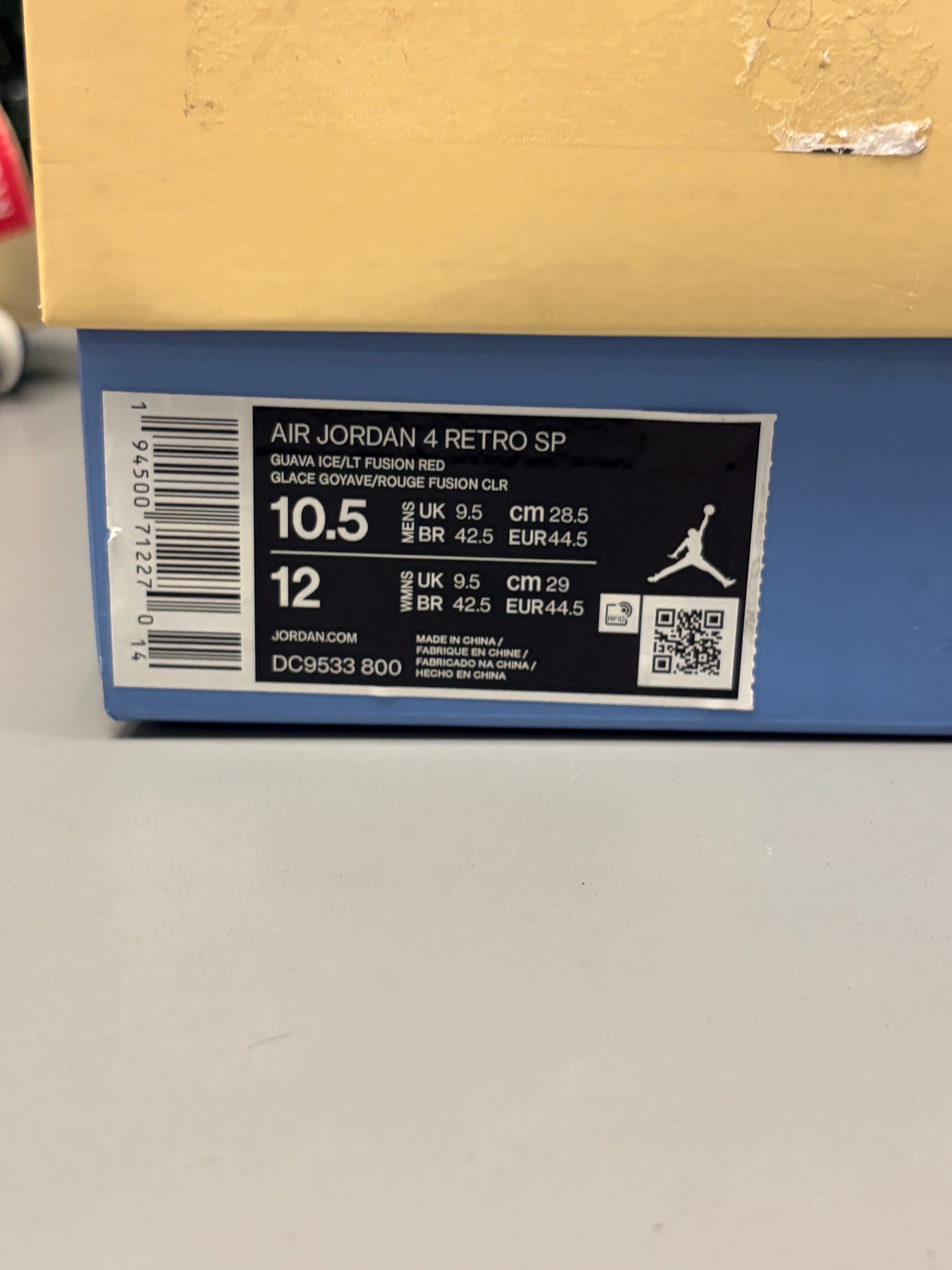 Jordan 4 Retro Union "Guava Ice"Size 10.5 Preowned