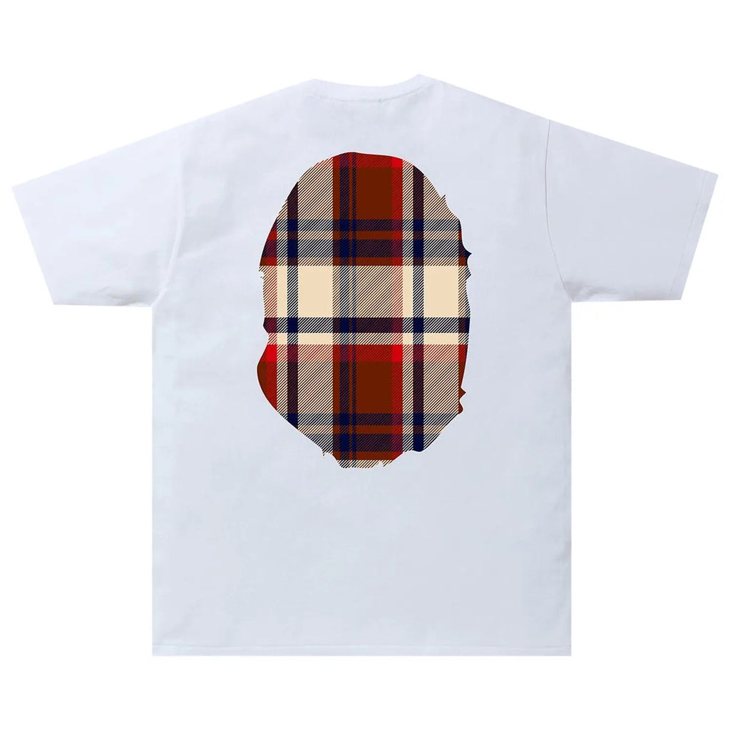 BAPE Check Big Ape Head Tee 'White/Red'