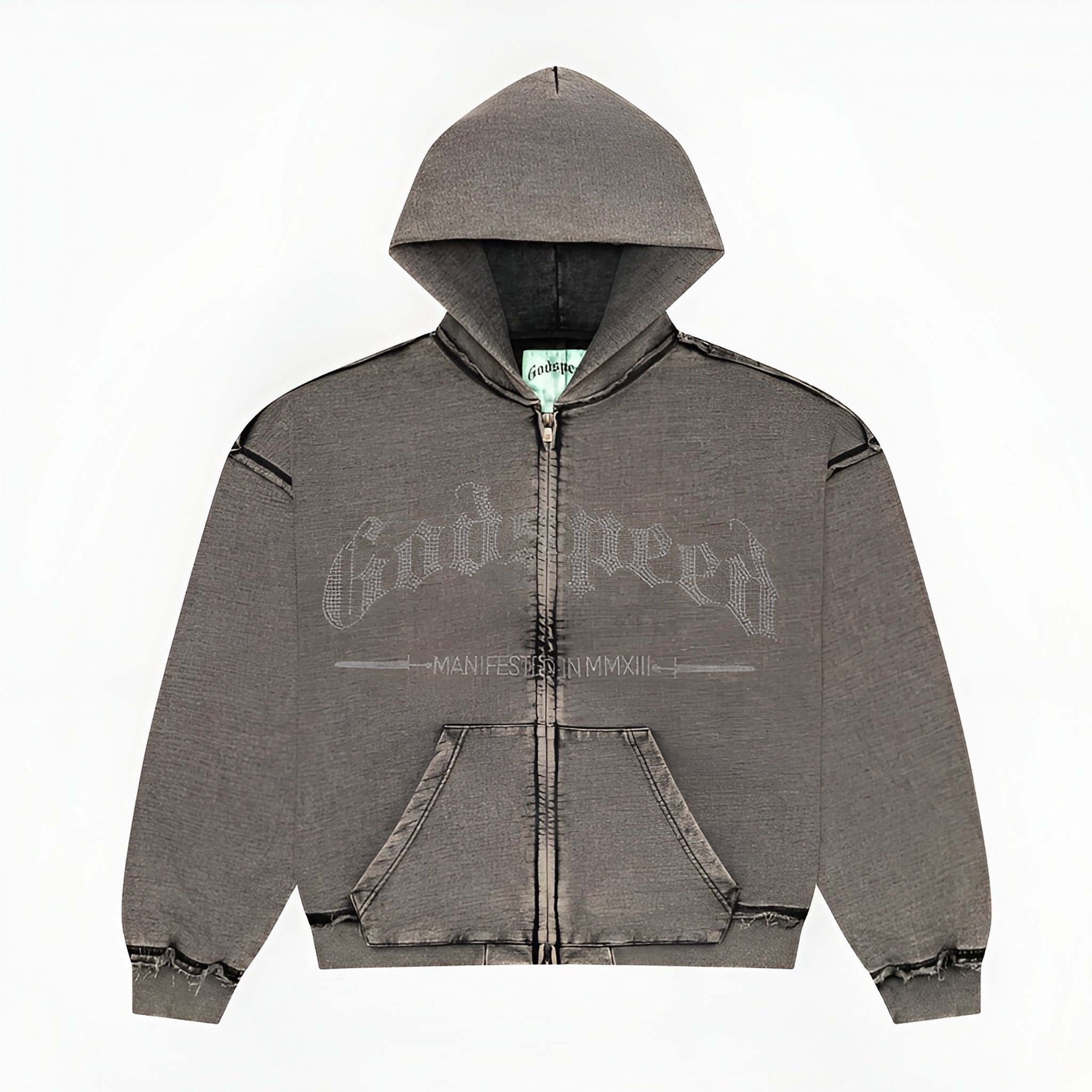 GodSpeed Studded OG Logo Hoodie (Grey Wash)