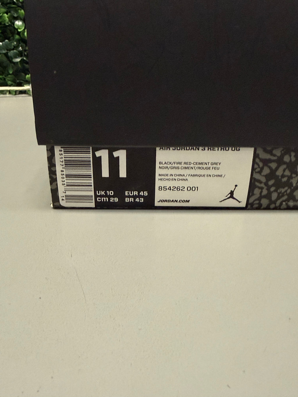 Jordan 3 Retro "Black Cement 2018" Size 11 Preowned