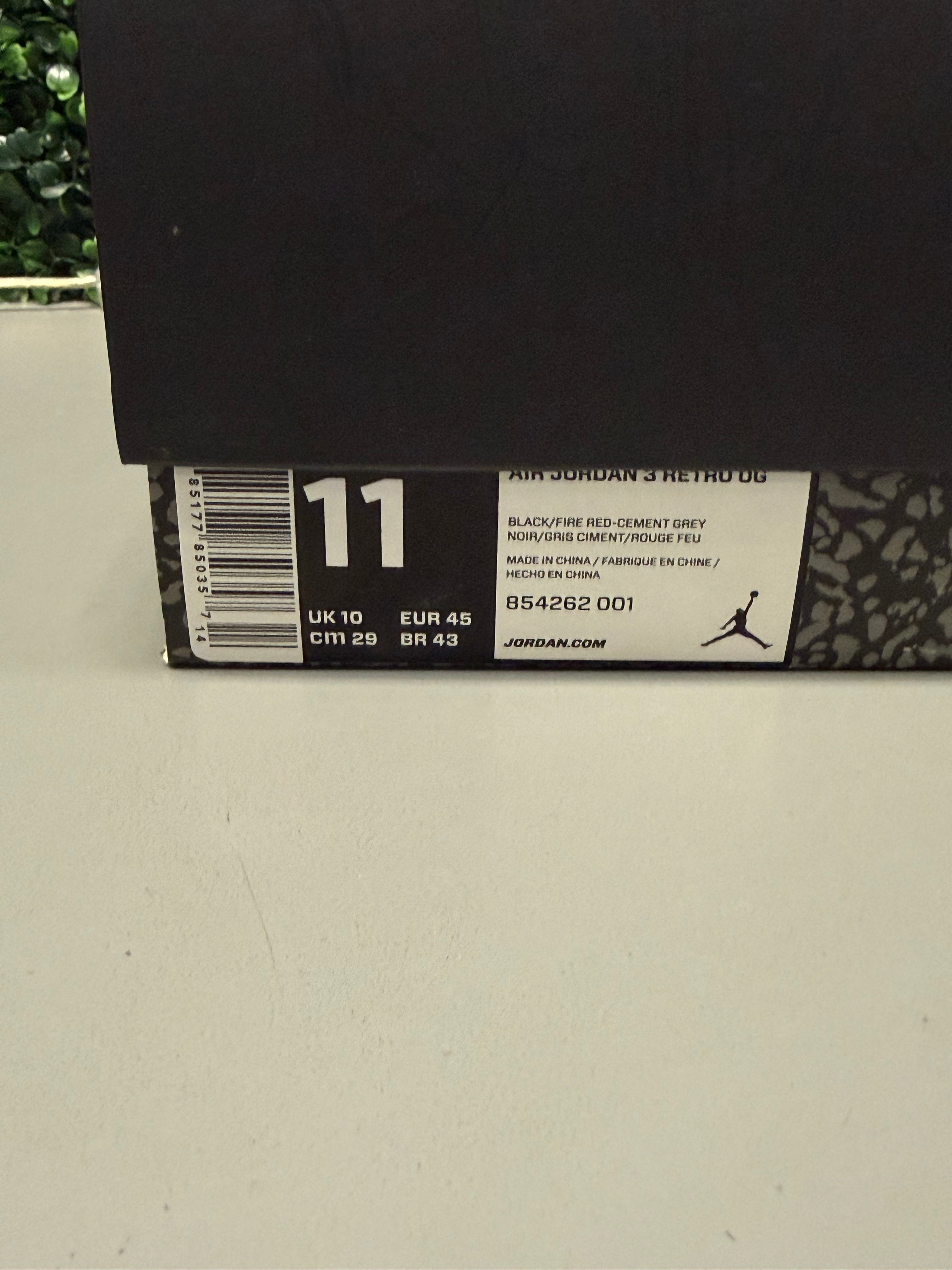 Jordan 3 Retro "Black Cement 2018" Size 11 Preowned