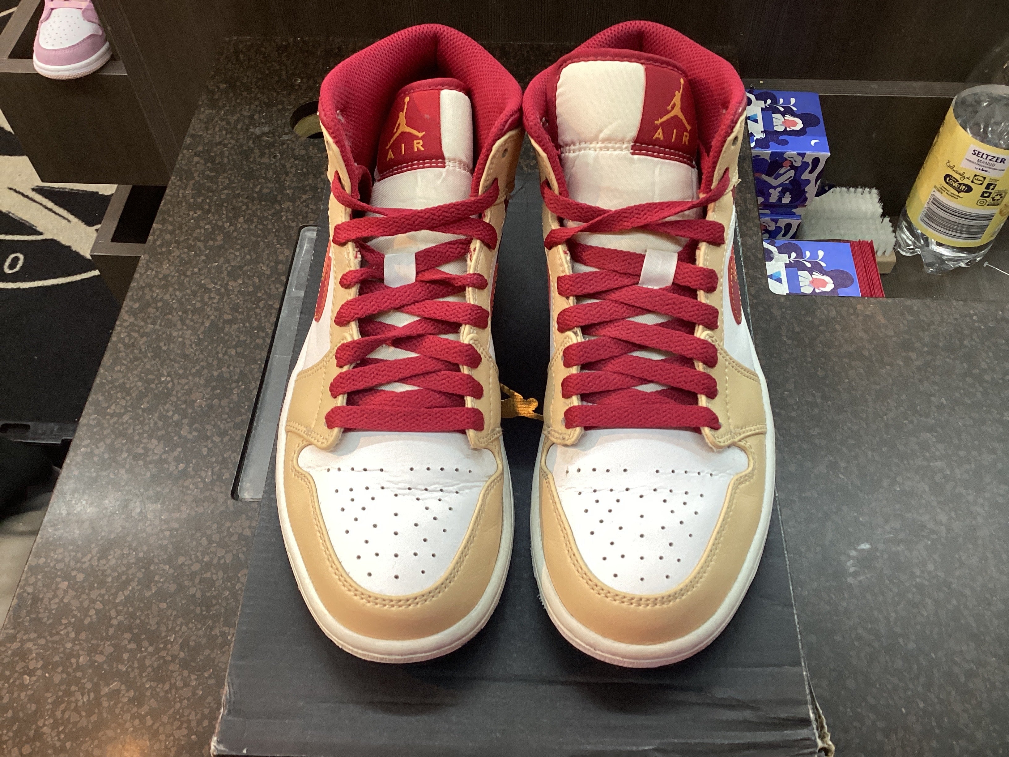 Jordan 1 Mid “Light Curry Cardinal” Preowned Size 7