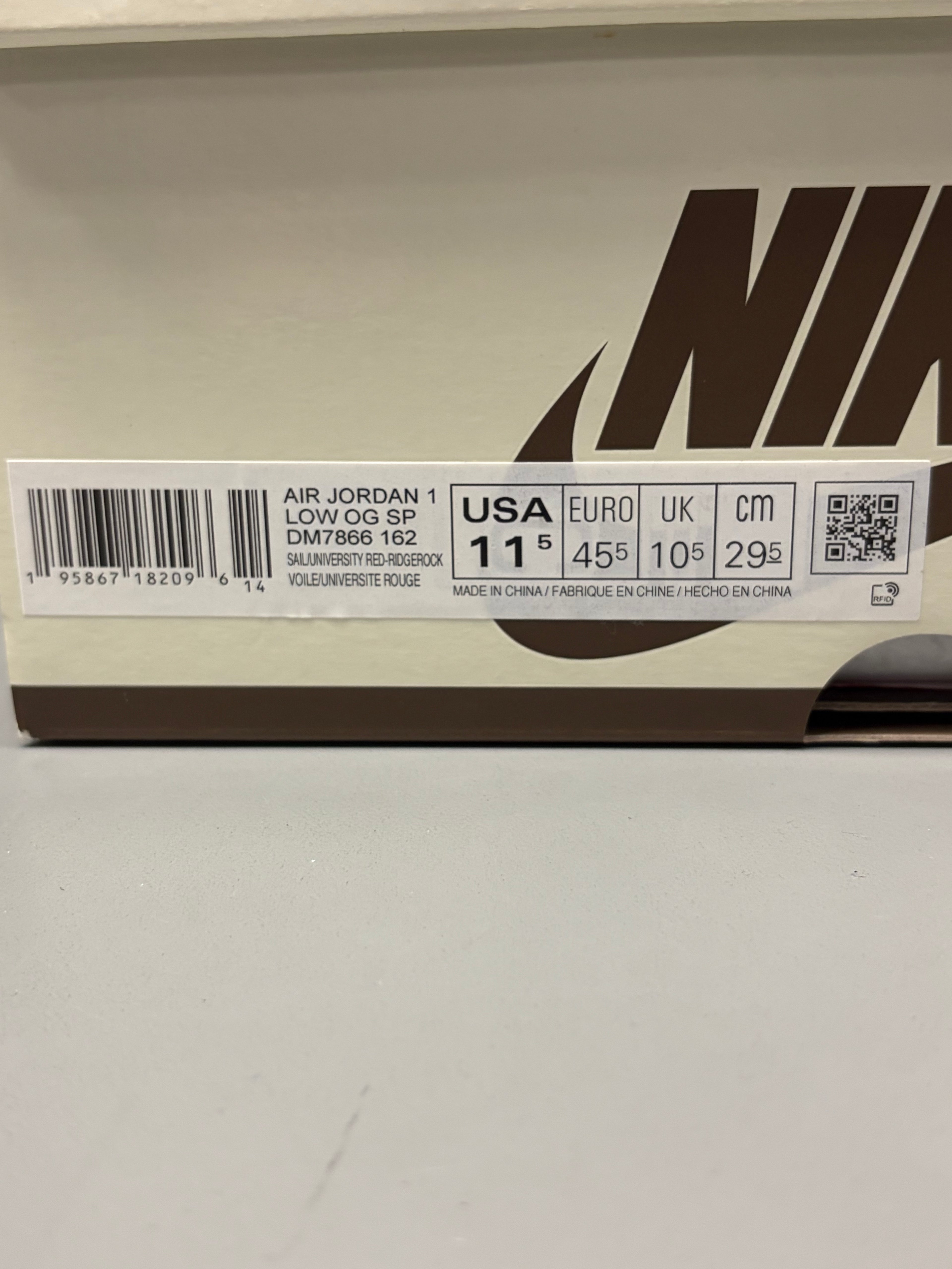 Jordan 1 Retro Low OG SP Travis Scott "Reverse Mocha" Size 11.5 Preowned